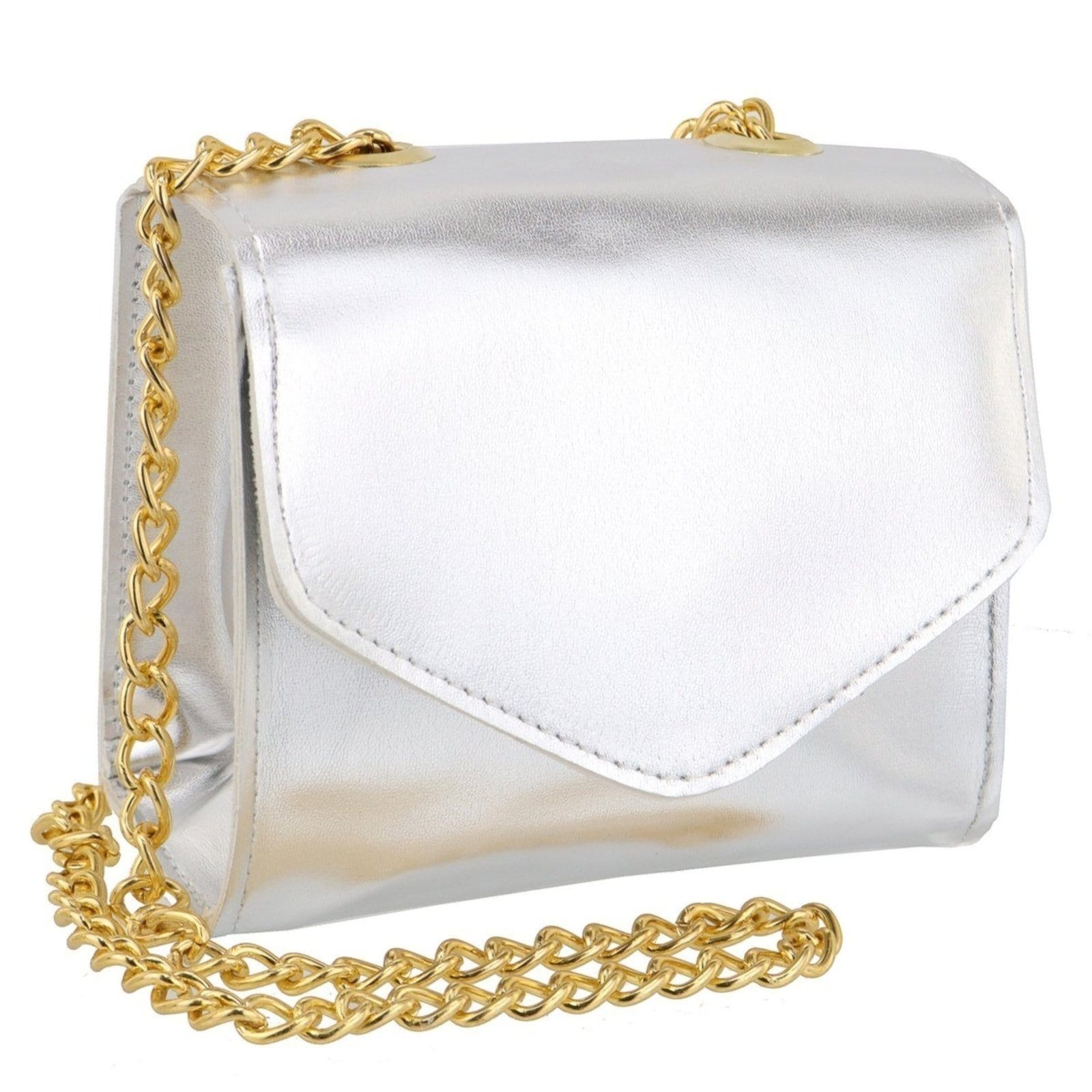 Bolsa Feminina Pequena Lavini Metalizada de Alça Corrente