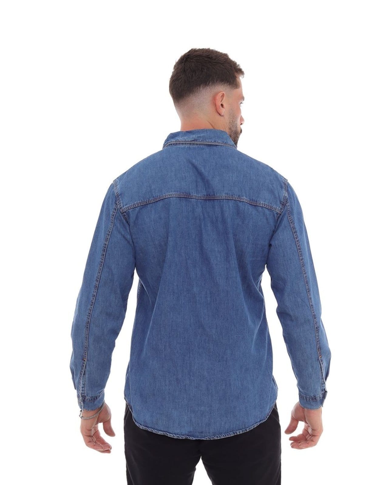 Vista 2 Camisa Masculina Recorte No Ombro 22607 Média Consciência jeans