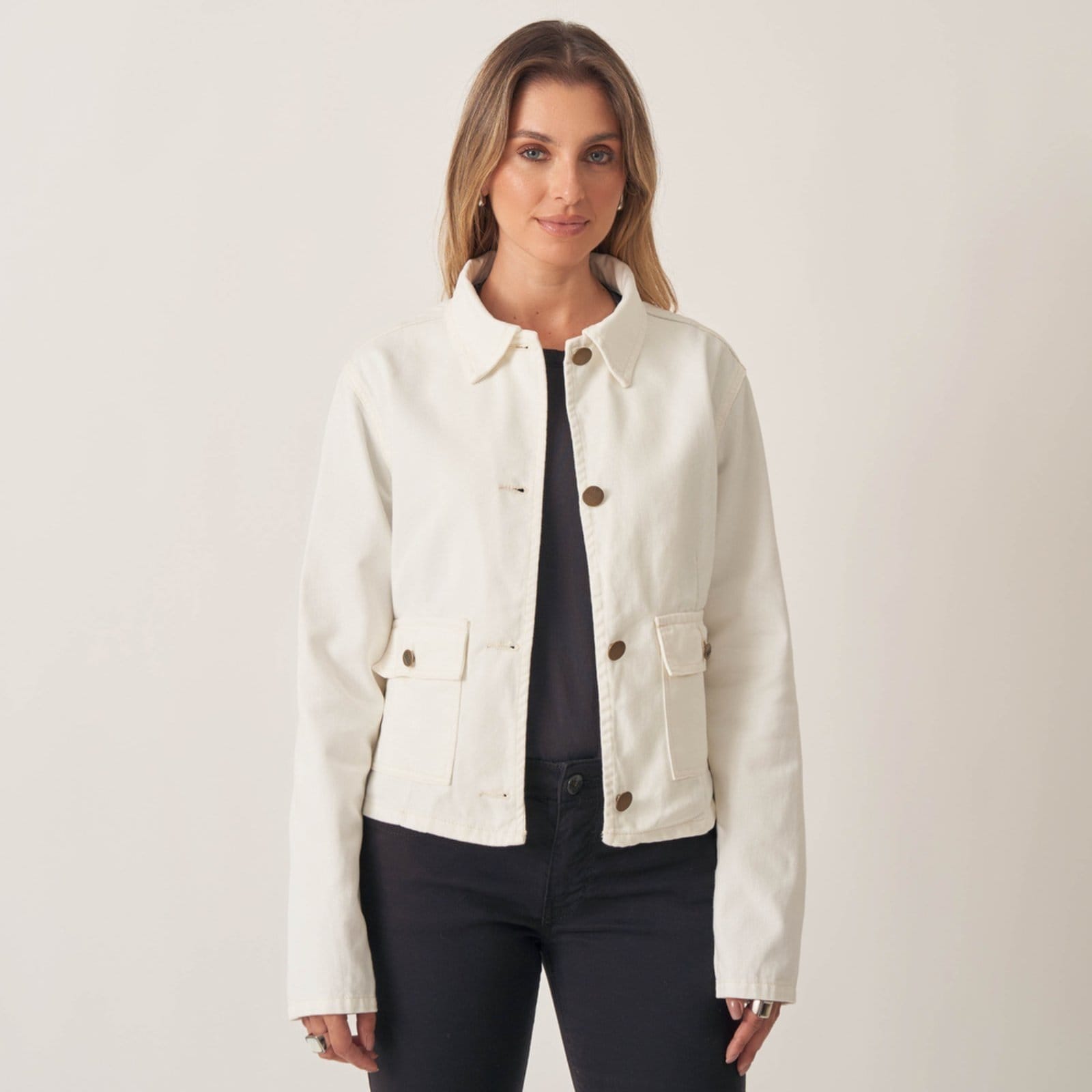 Vista principal Jaqueta Camisa Bolso Cargo Pence Bloom jeans/nude