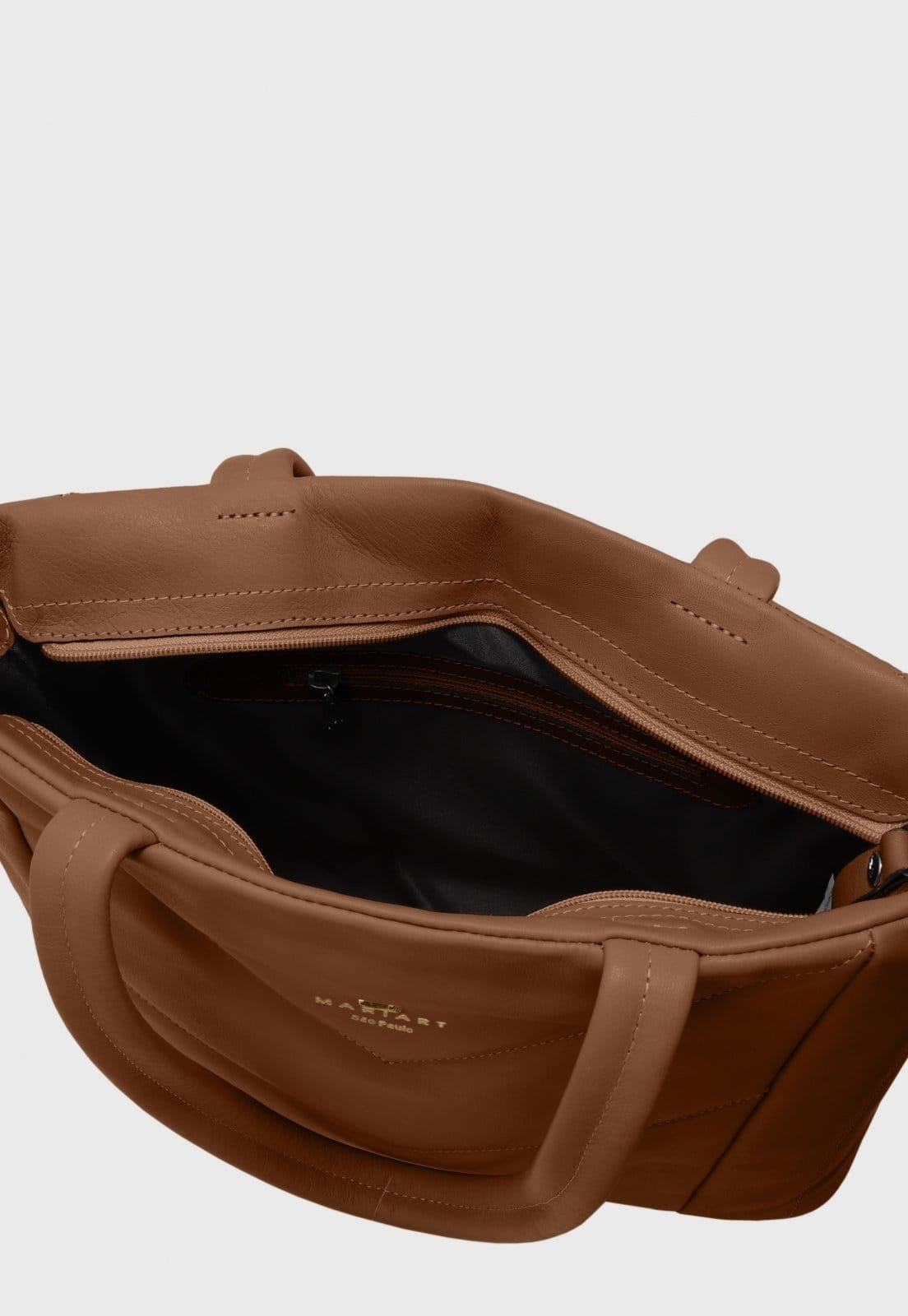 Vista 2 Bolsa Tote Couro Mariart Graviola Camel Mariart caramelo