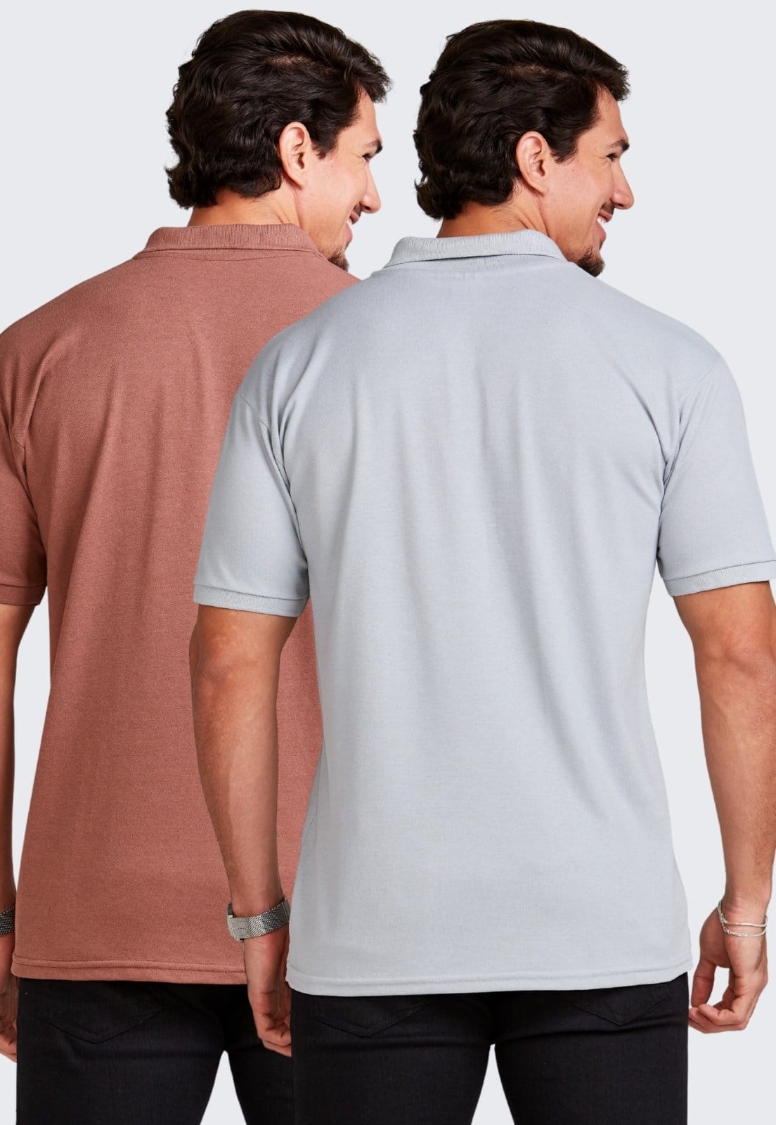 Vista 2 Kit 2 Camisa Polo Masculina Algodão Piquet Daze Modas e Daze Modas cinza/marrom
