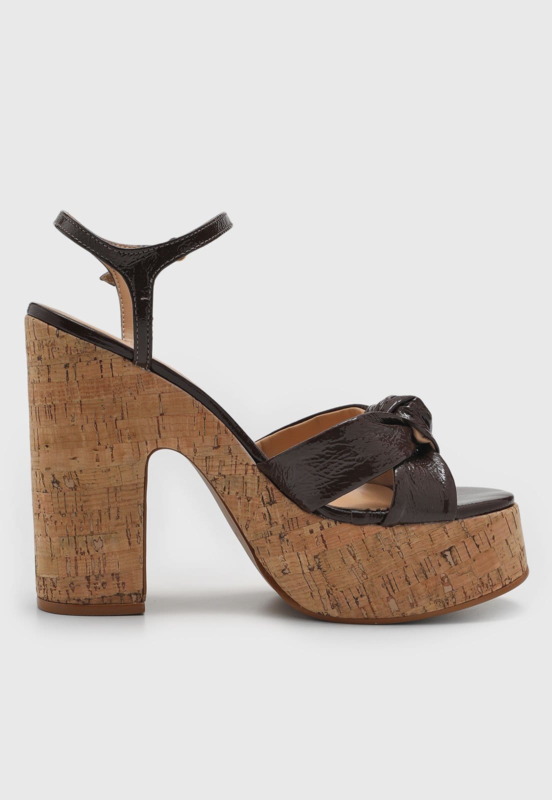 Vista 2 Sandália Feminina Luiza Barcelos Salto Bloco Plataforma 15cm Cortiça Luiza Barcelos marrom