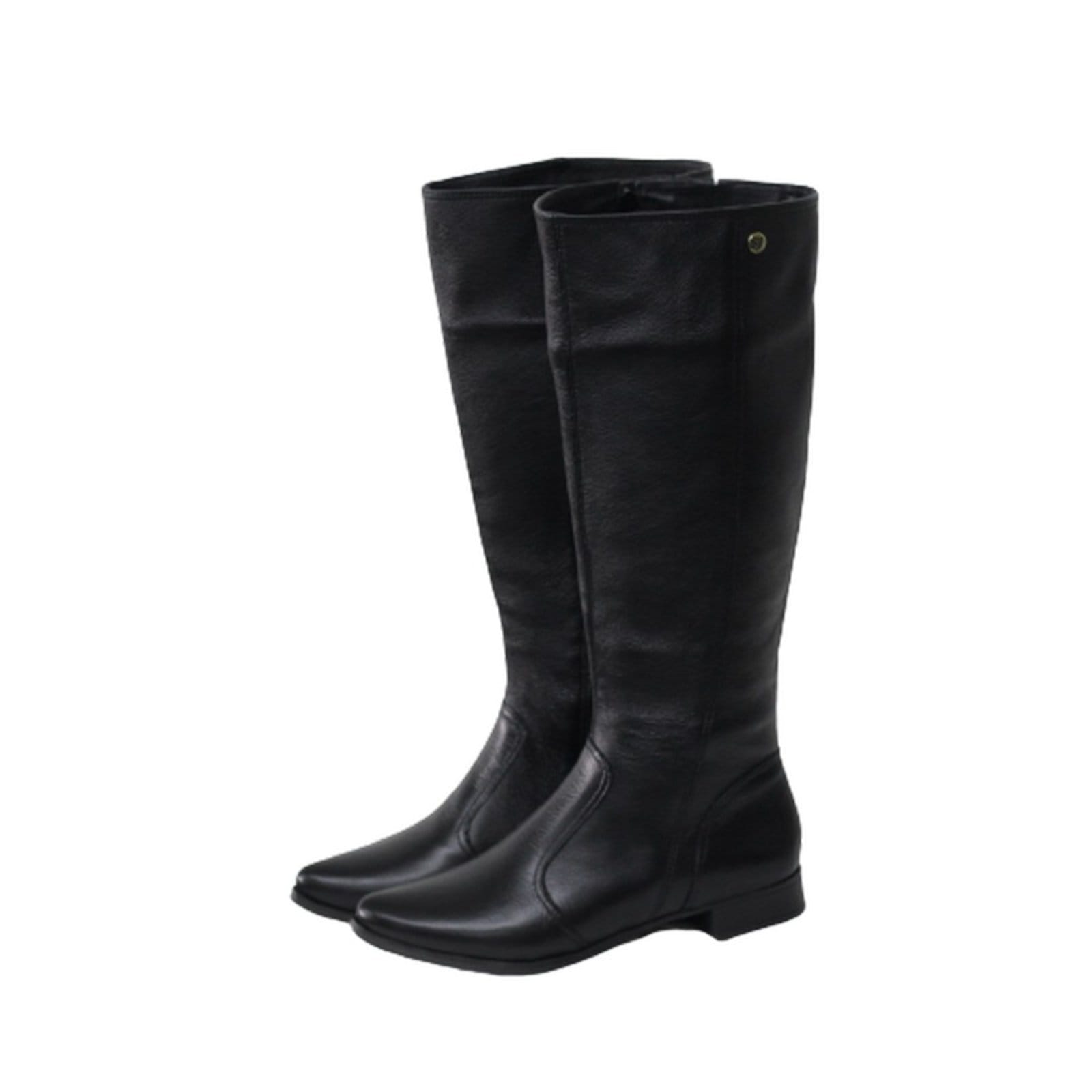 Bota Feminina Cano Longo Couro Salto Baixo