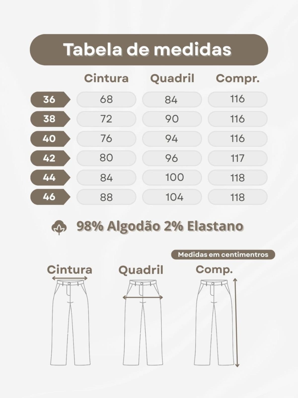 Vista 2 Calça Sarja Caqui Wide Leg Cintura Alta Feminina Crawling cáqui caqui