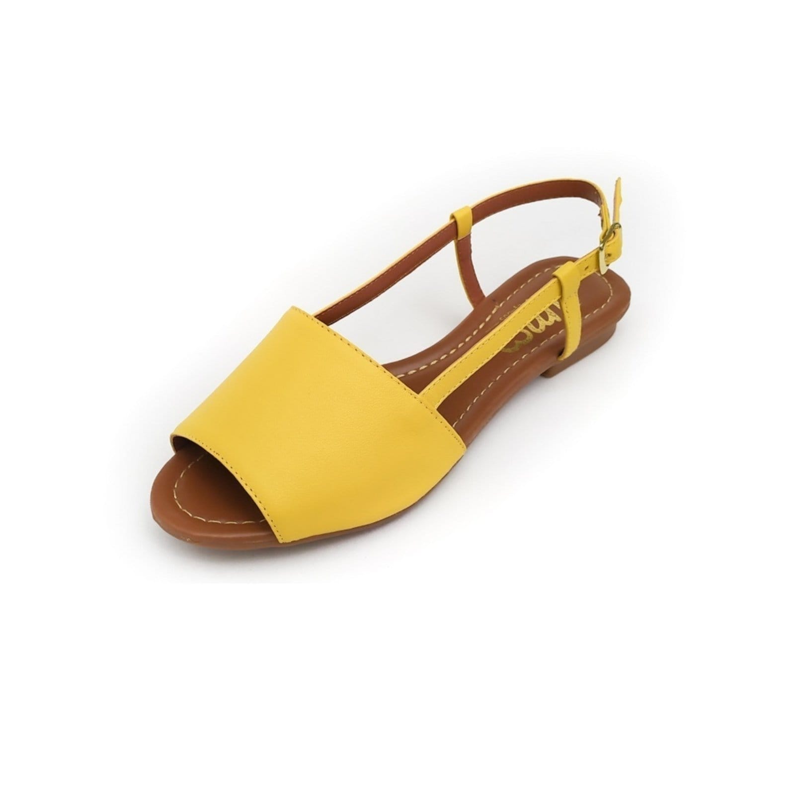 Vista 2 Rasteira em Couro Amora Calçados Mimi Amarela Amora Calçados amarelo