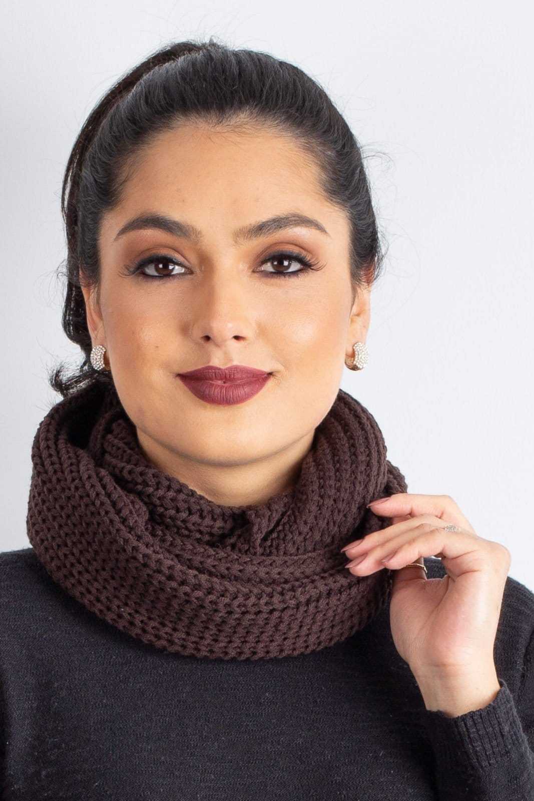 Gola Cachecol Fechado Infinito Enluaze Tricô 60017