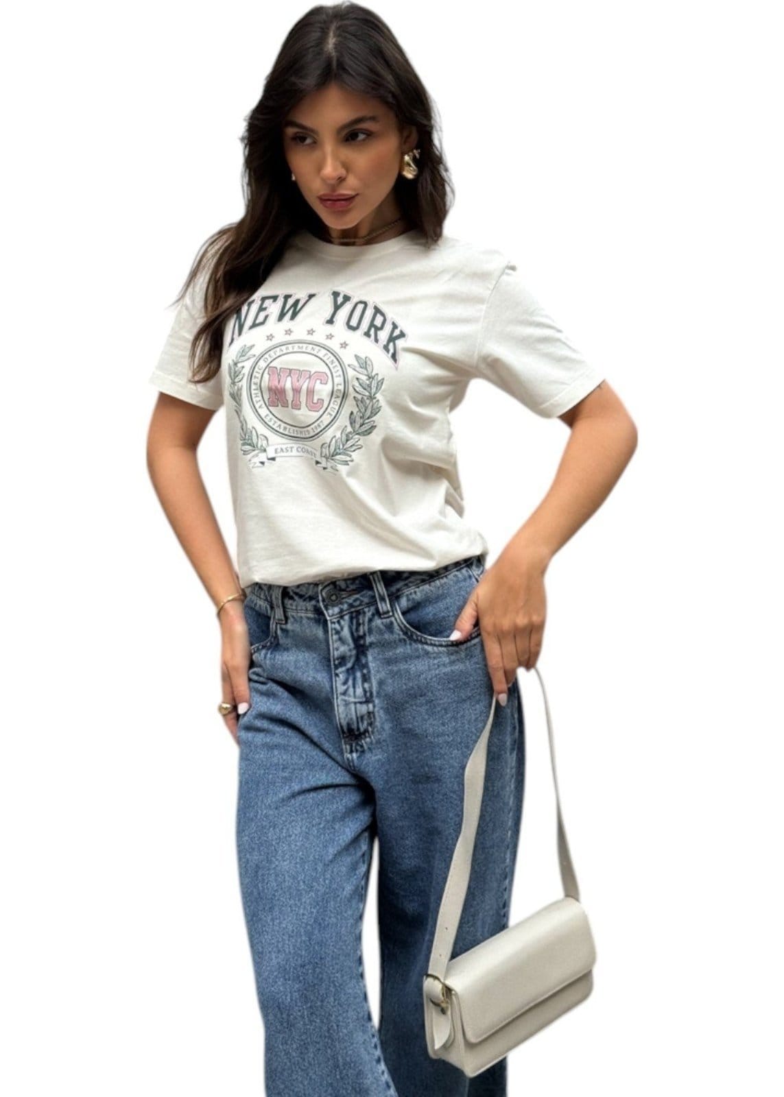 Vista 2 Camiseta Feminina Cianitas Off Estampa New York East Coast Cianitas off-white