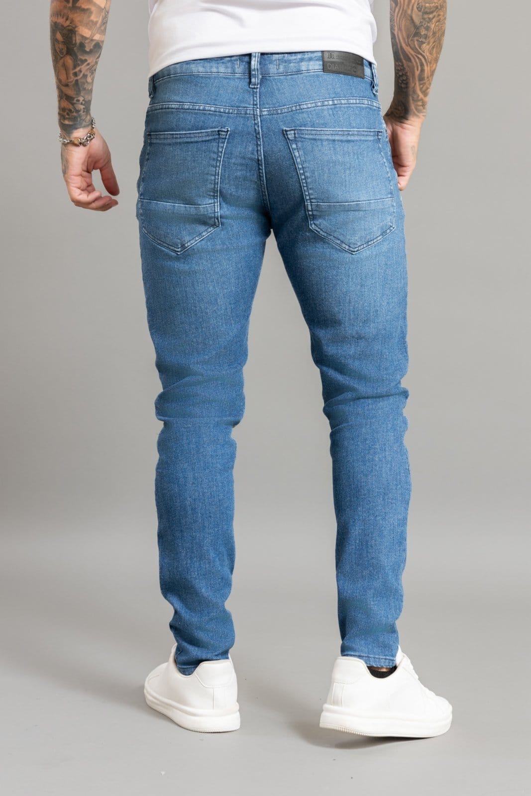 Vista 2 Calça Jeans Masculina Skinny Com Elastano Lavagem Média Dialogo Jeans azul