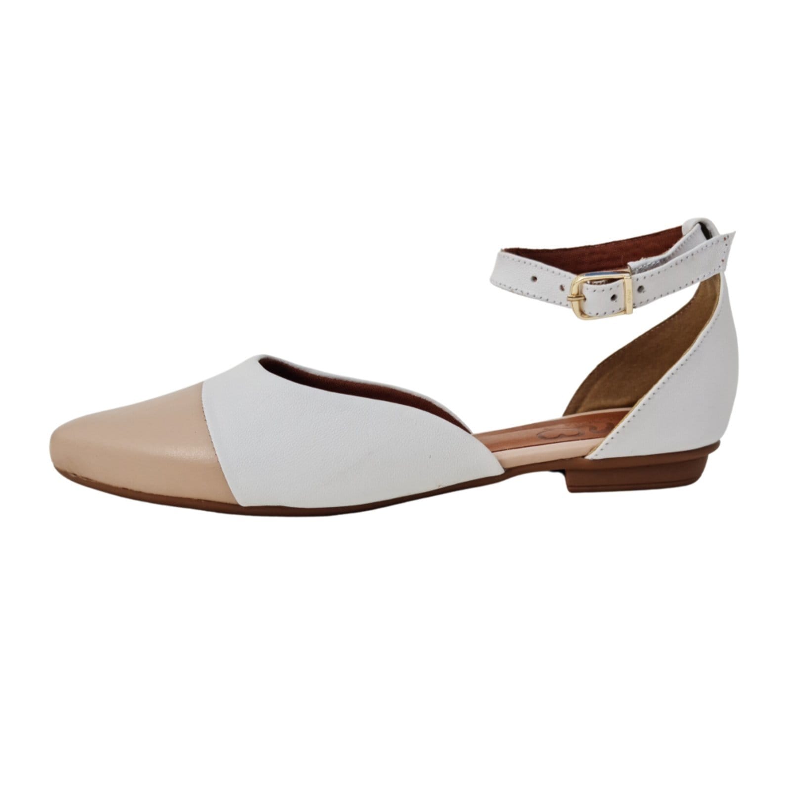 Vista 2 Sapatilha em Couro Amo Calçados Anne Branca e Nude Amo Calçados branco nude