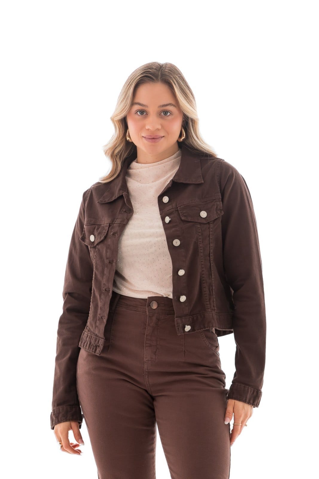 Vista 2 Jaqueta Collor Feminina Arauto Comfy ARAUTO JEANS marrom