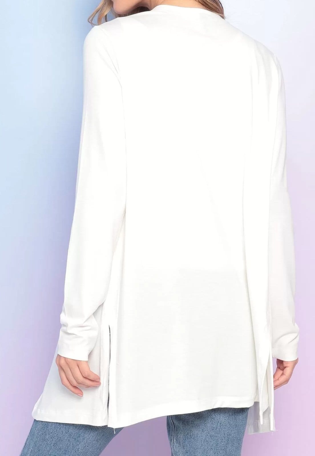 Vista 2 Conjunto Viscolycra Regata e Cardigan Off White Maria Paes off-white white