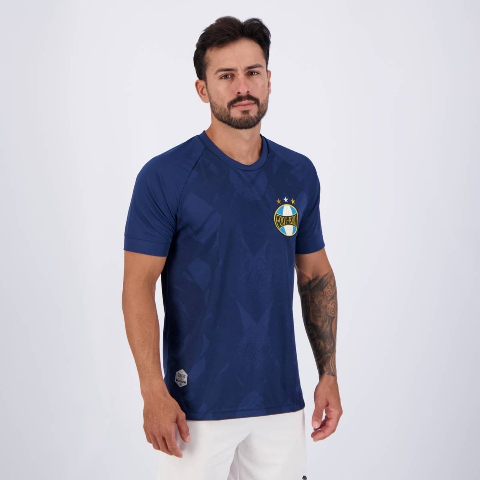 Vista 2 Camisa Grêmio Classic Midnight Marinho Retrômania azul marinho