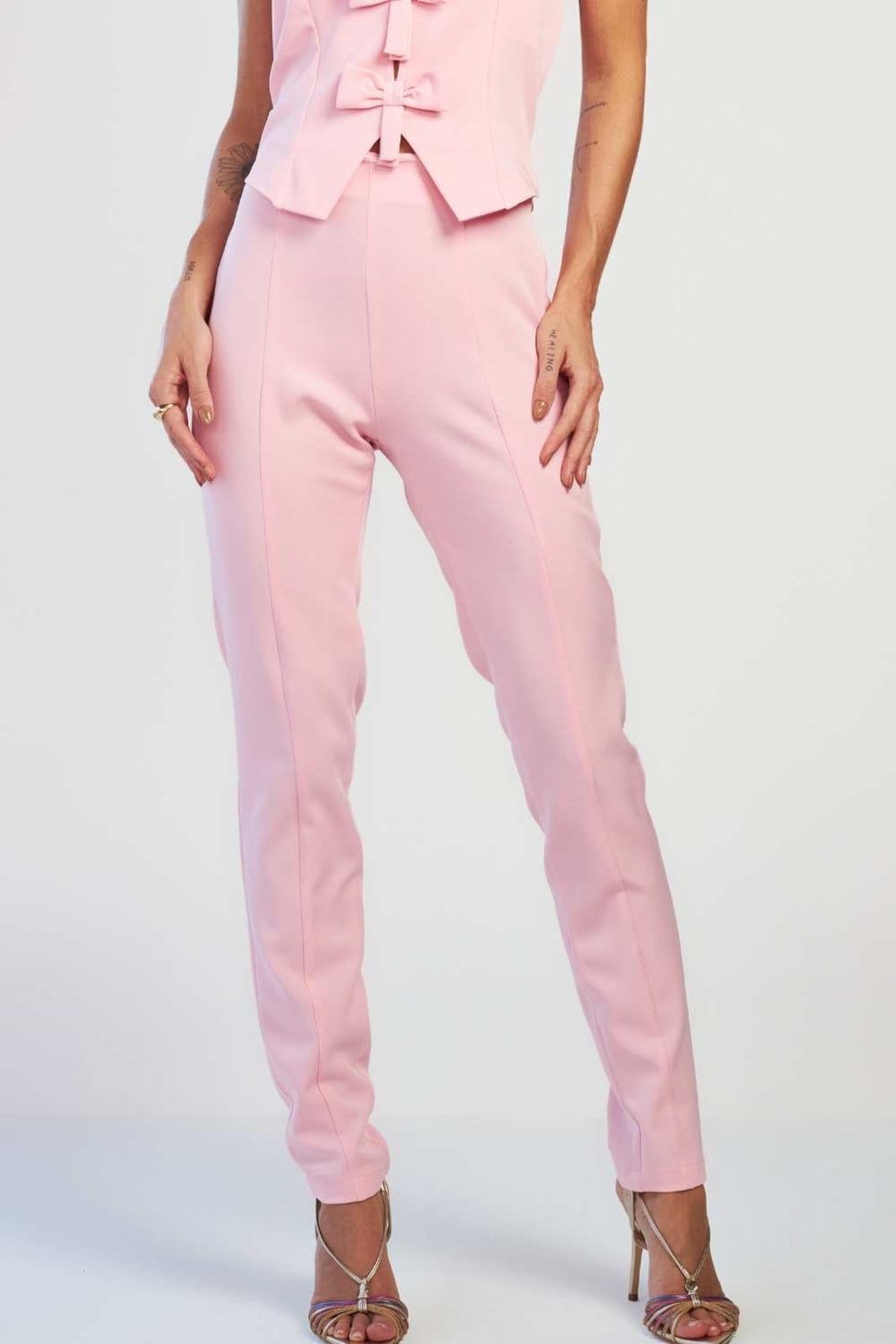 Vista 2 Calça Vanibele Skinny Claro Vanibele rosa