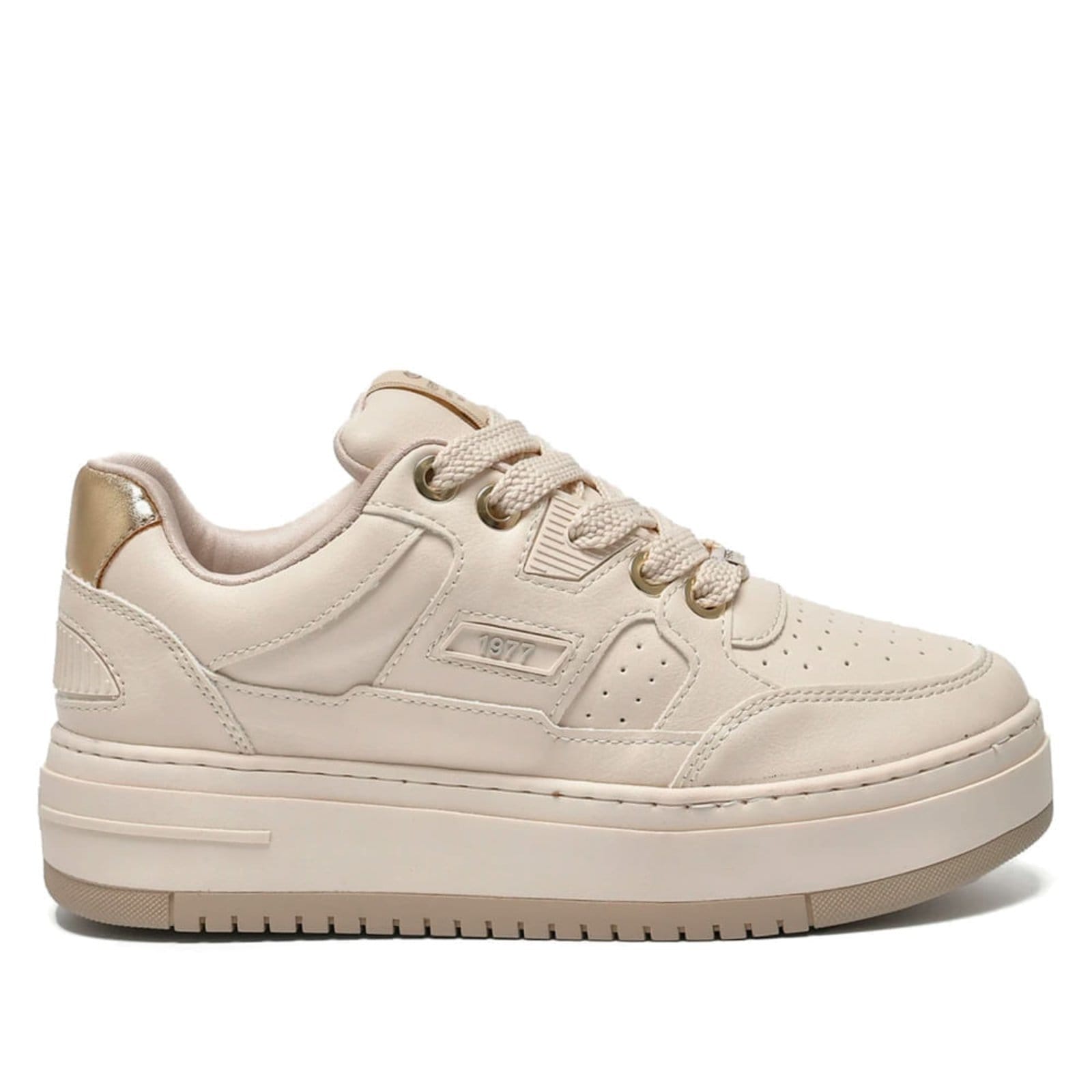 Vista 2 Tênis Feminino Via Marte Napa Casual Off White/Dourado VIA MARTE off-white white