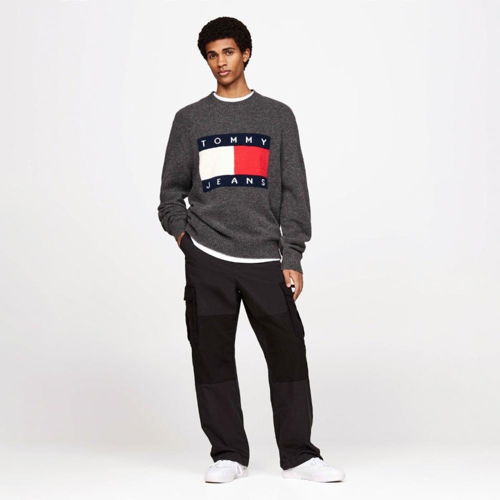 Vista 2 Suéter Melange Bandeira Tommy Jeans - EGG Tommy Jeans cinza