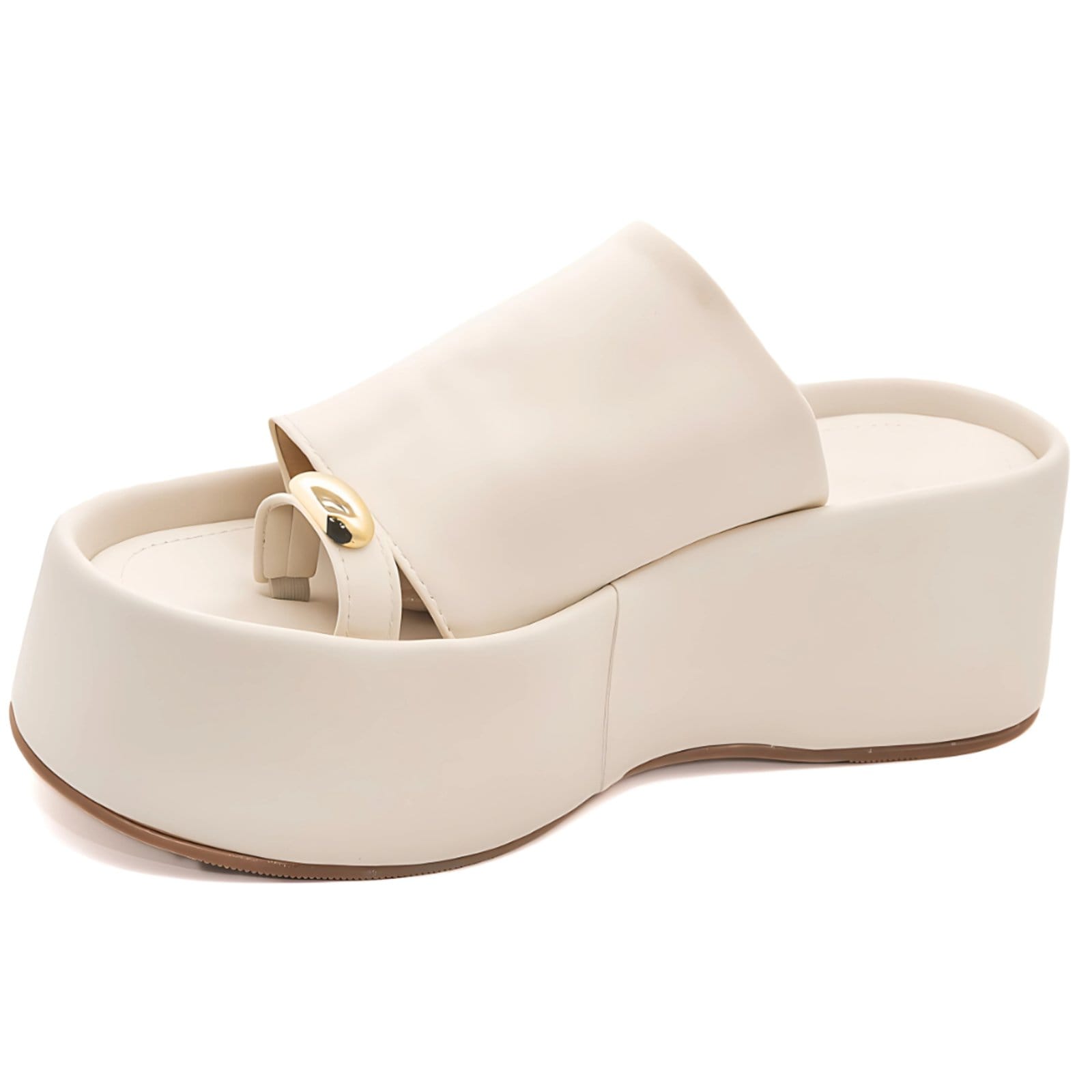 Tamanco Plataforma Ring Toe Sandália Feminina 5001 Napa Off White