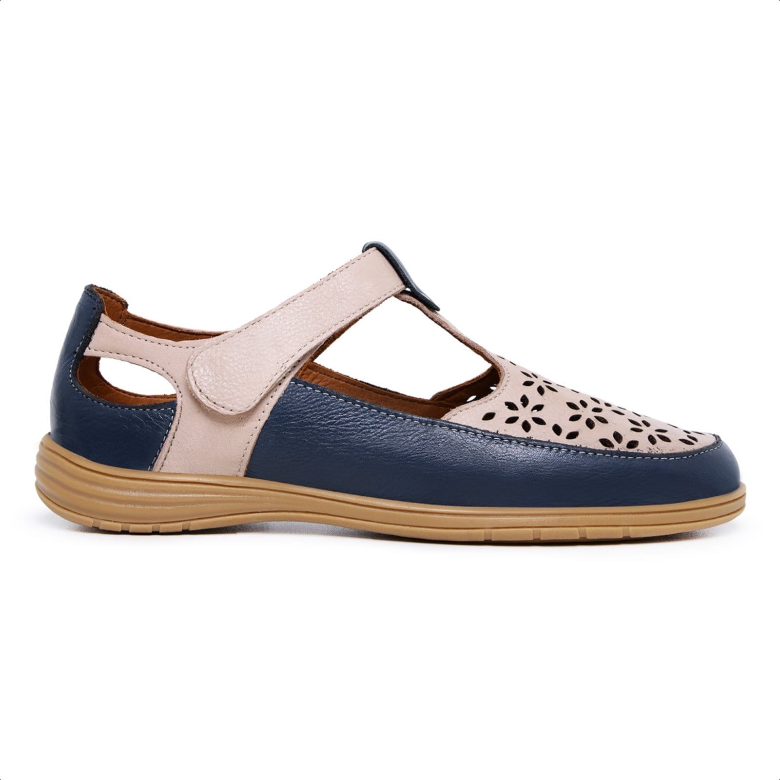 Vista 2 Sapatilha Feminina de Couro, Palmilha Forrada em Couro e Sola de Borracha Mod:4420 Marinho Mister Couros azul marinho