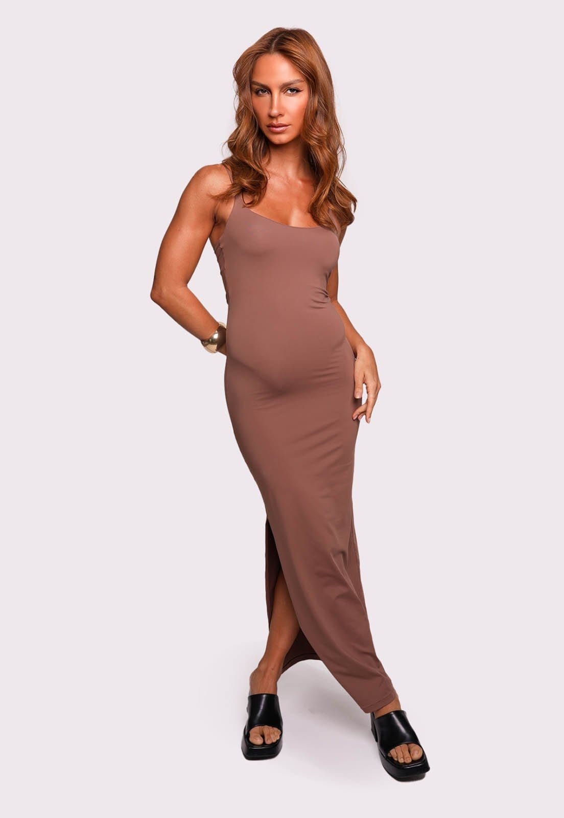 Vista 2 vestido longo kendall Mundo Lolita mundololita marrom