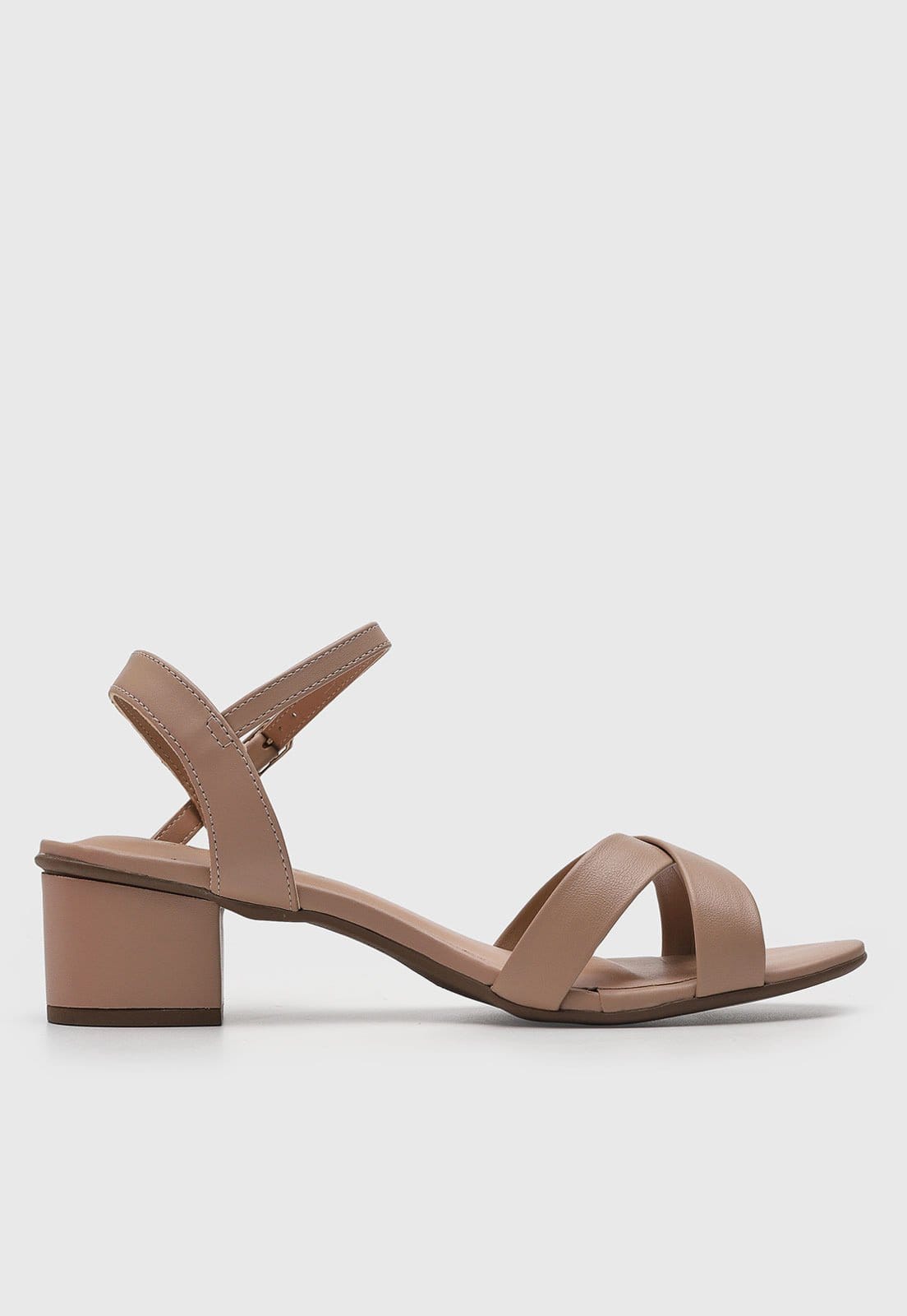 Vista 2 Sandália Feminina VIA UNO Tiras Fivela VIA UNO nude