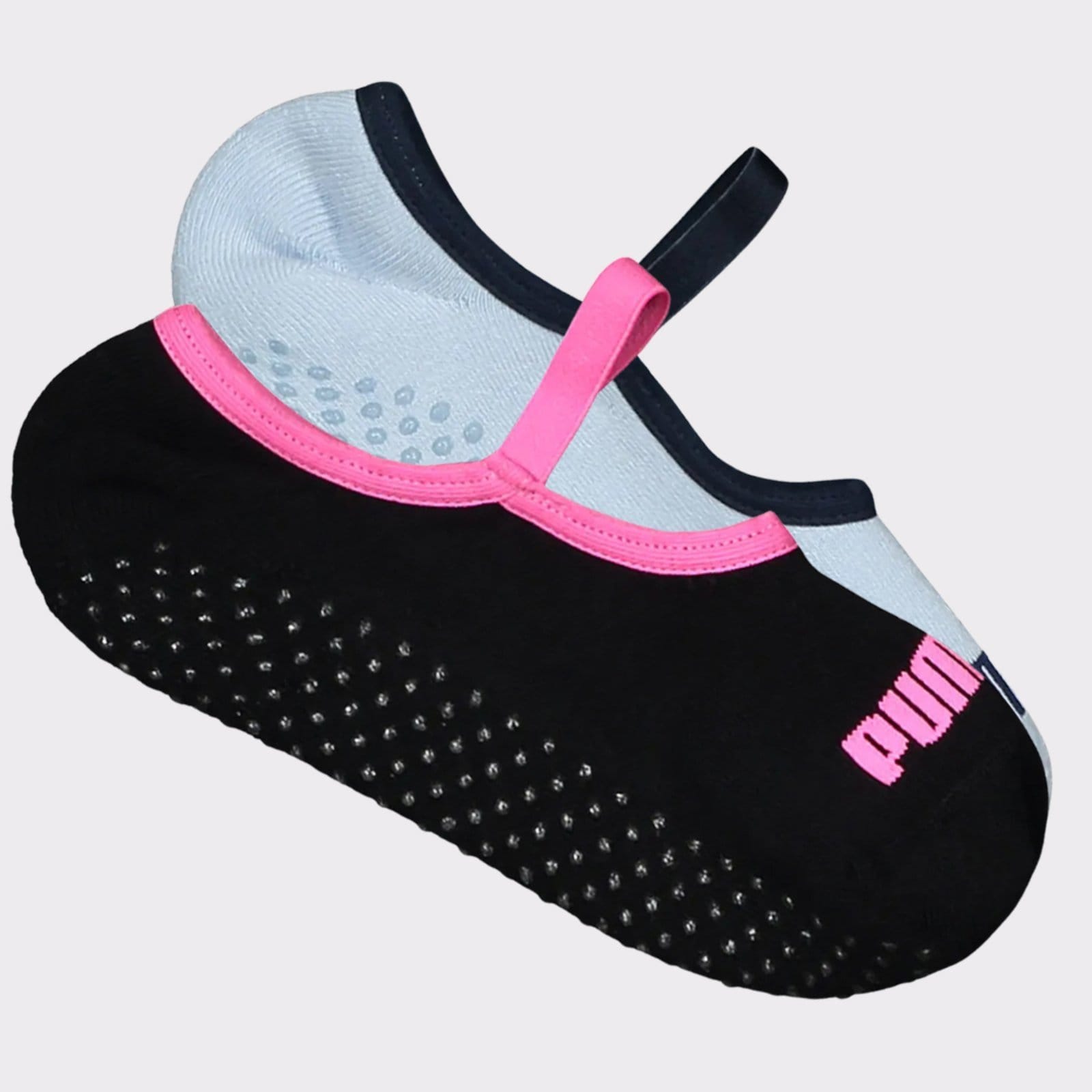 Kit Meia Puma Pilates Feminina 2 pares Preta e Azul - 2