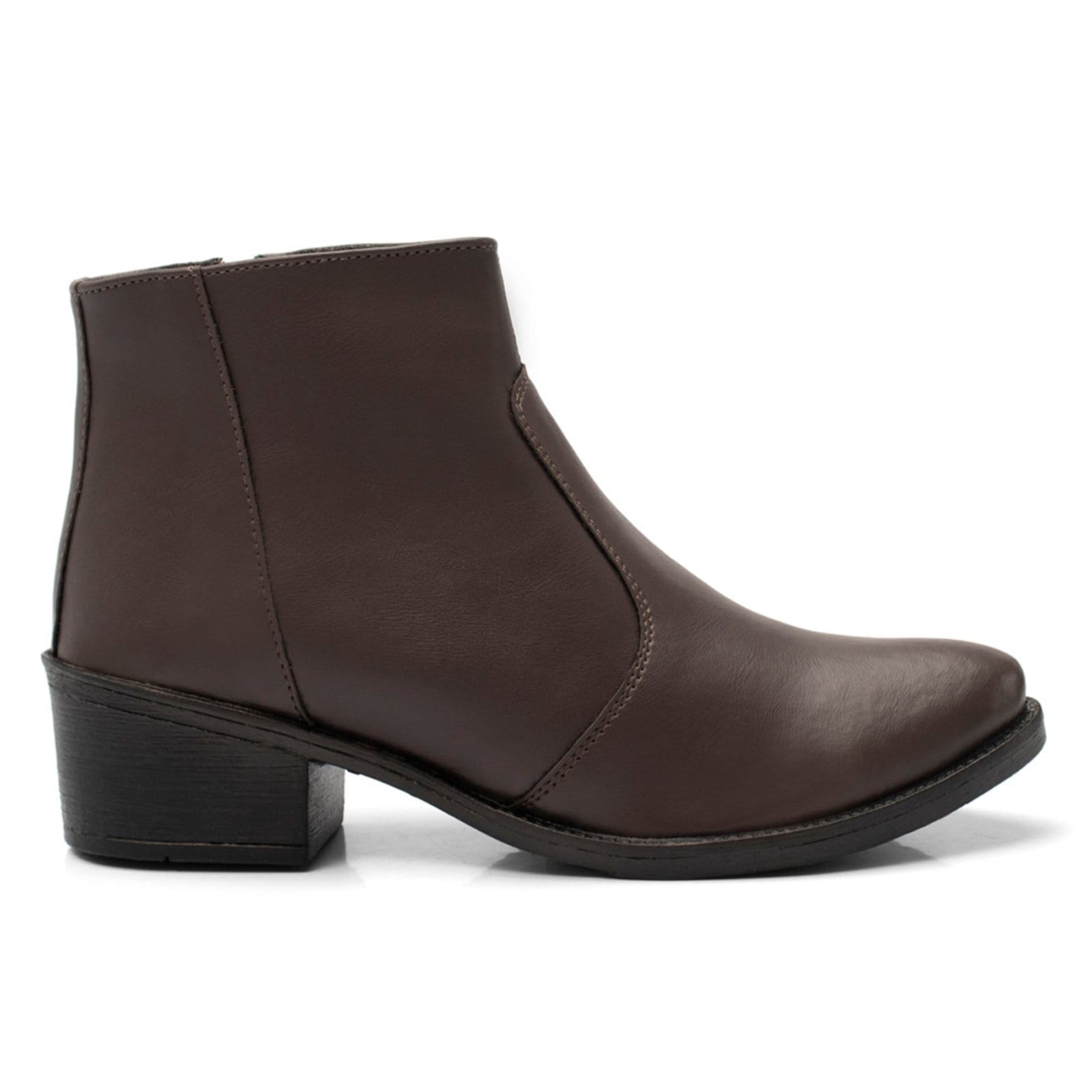 Vista 2 Bota Feminina Cano Baixo Bredeni Coturno Com Ziper Lateral Salto Baixo Confortavel BREDENI marrom