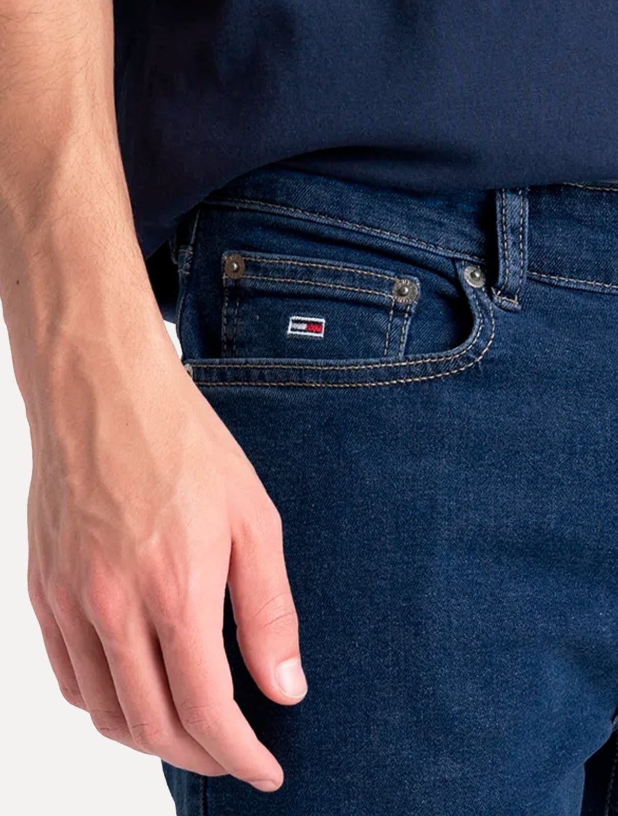 Vista 2 Calça Tommy Jeans Masculina Skinny Simon Denim Azul Médio Tommy Jeans jeans denim