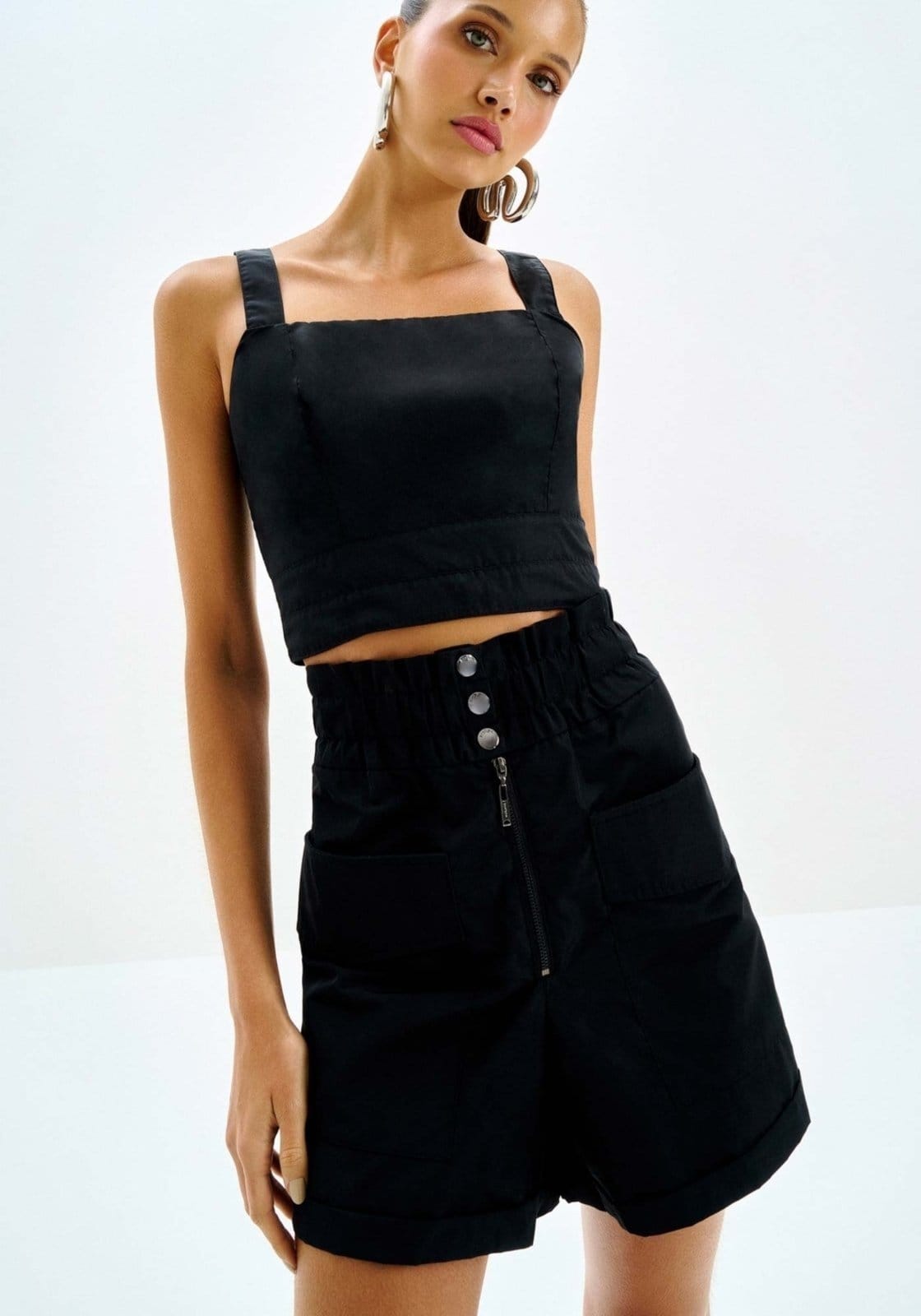 Vista 2 Shorts Cintura Alta com Elástico Cós Lez a Lez poás