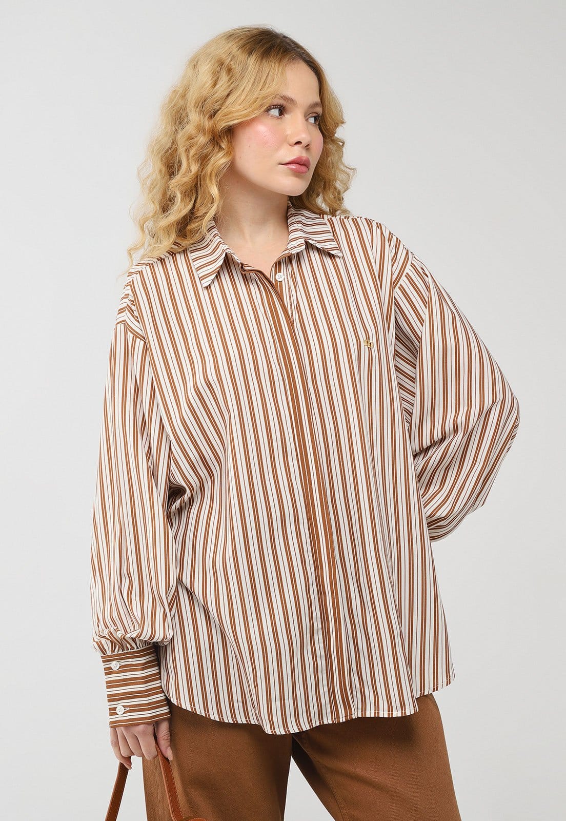 Camisa Feminina Colcci Listrada Tons Terrosos