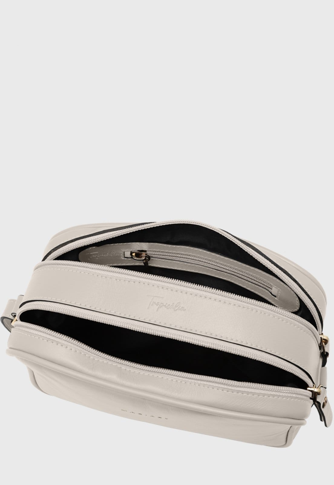 Vista 2 Bolsa Transversal de Couro Mariart Guaraná Tucano Mariart branco