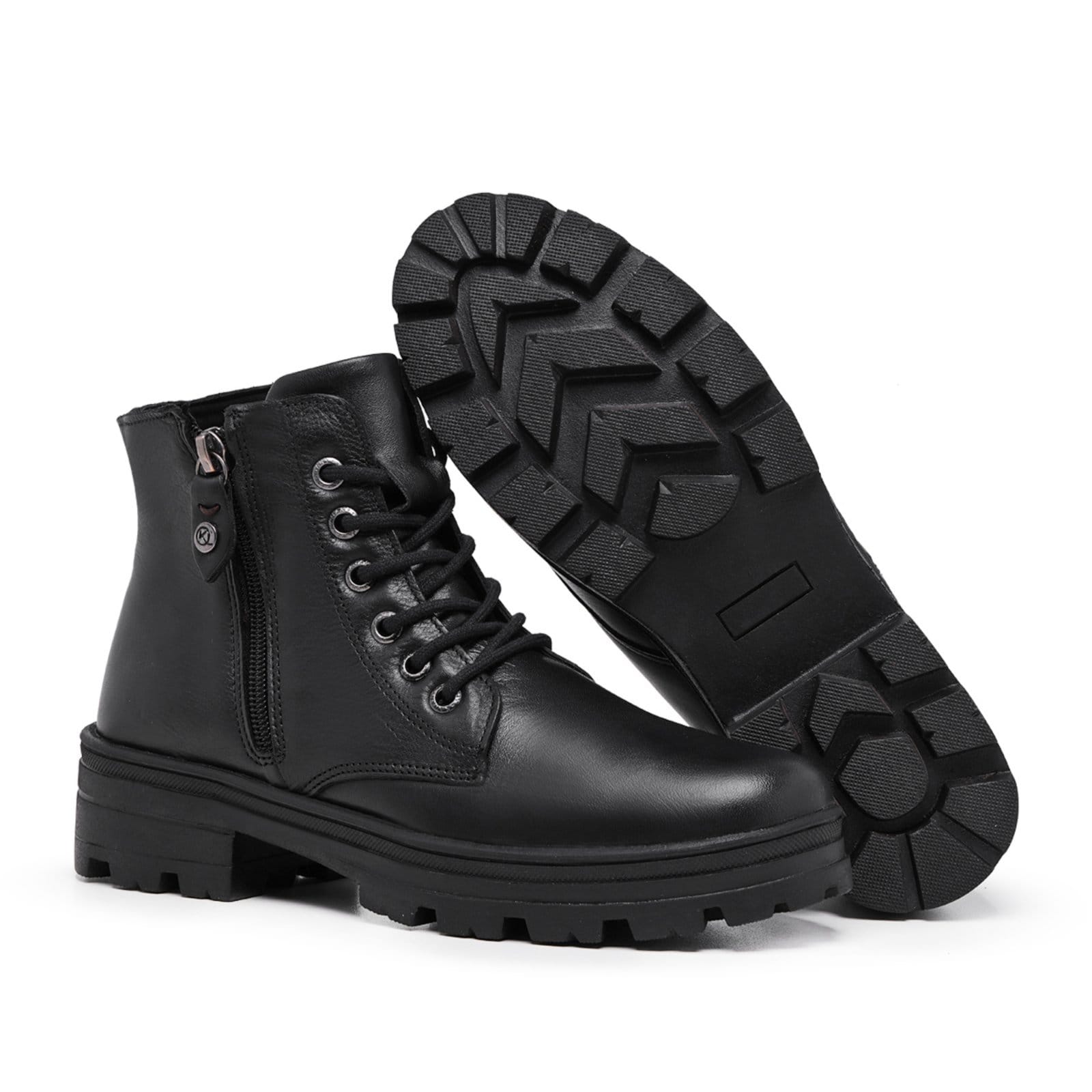 Vista 2 Bota Coturno Feminino de Couro Mod.0905Megg Mister Couros preto