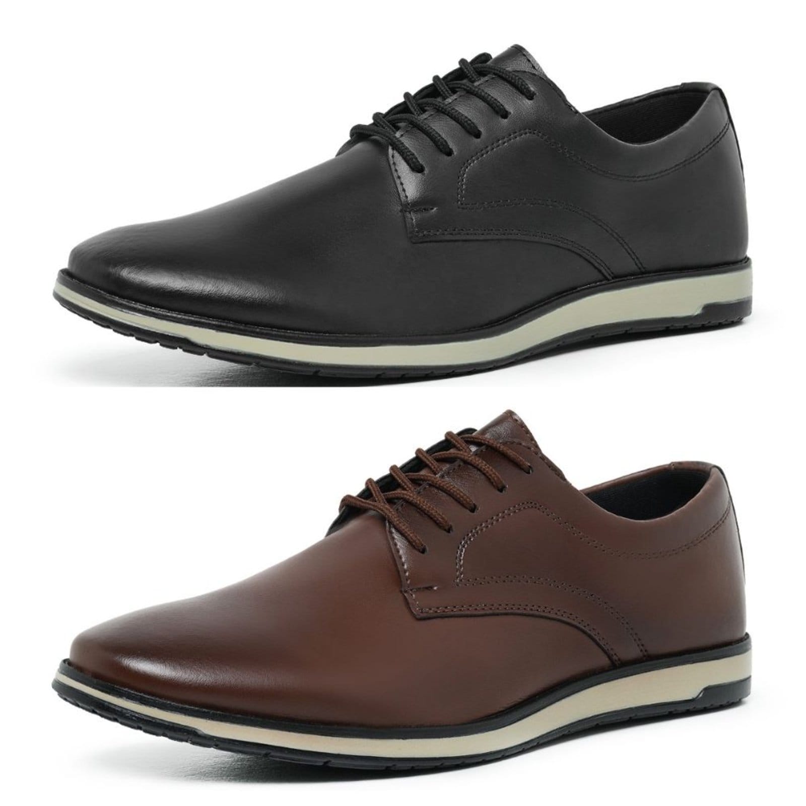 Vista principal Kit 2 Sapato Social Oxford Confortável Masculino e Yes Basic marrom/preto