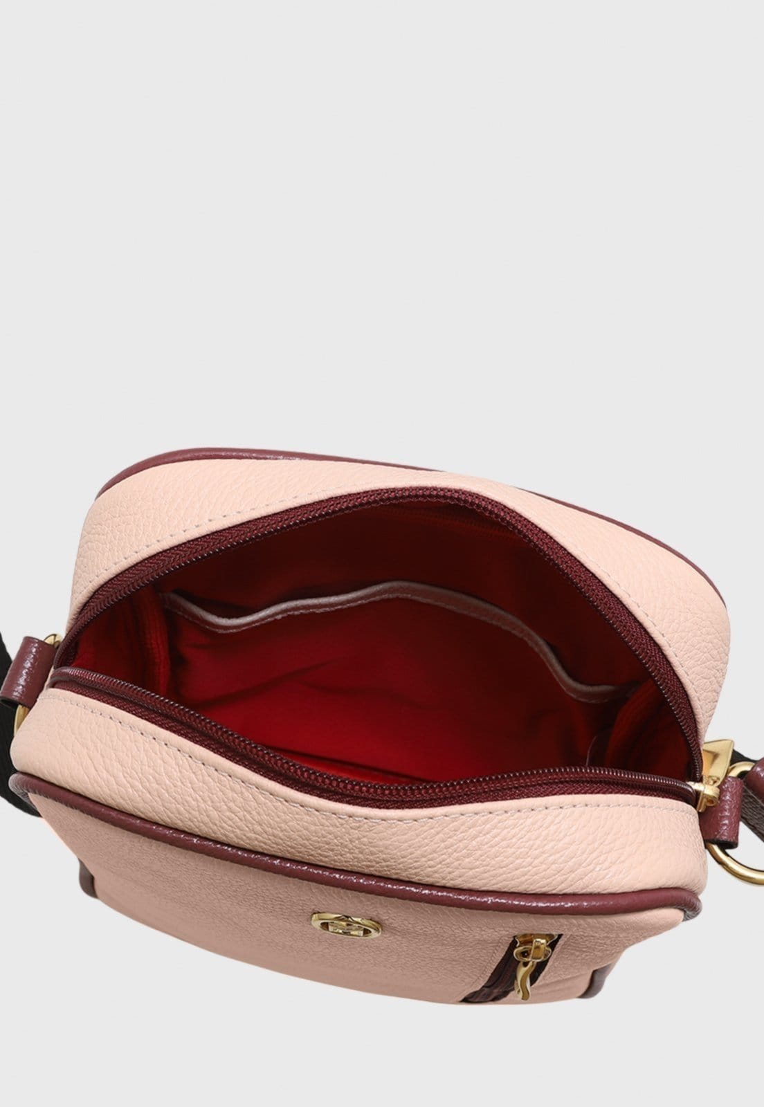 Vista 2 Bolsa Crossbody de Couro Mariart Amy Chiclete Mariart rosa/vinho