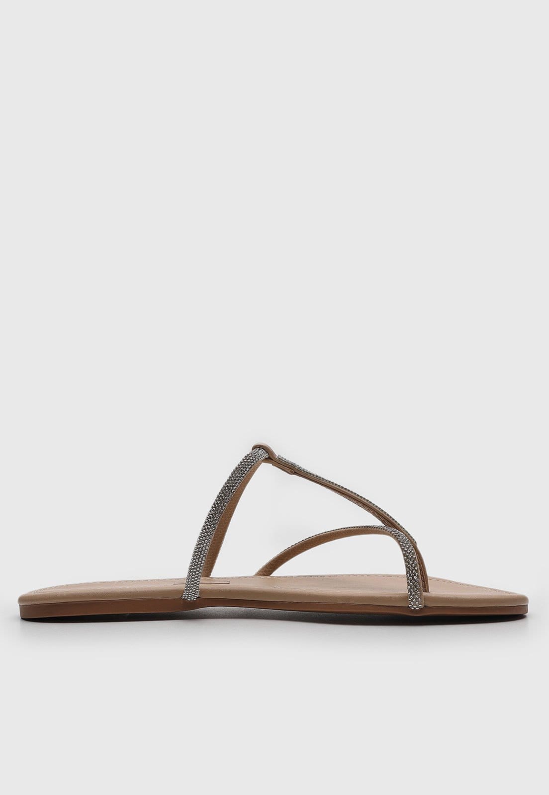 Vista 2 Rasteira Feminina Santa Lolla Tiras com Brilho Santa Lolla nude