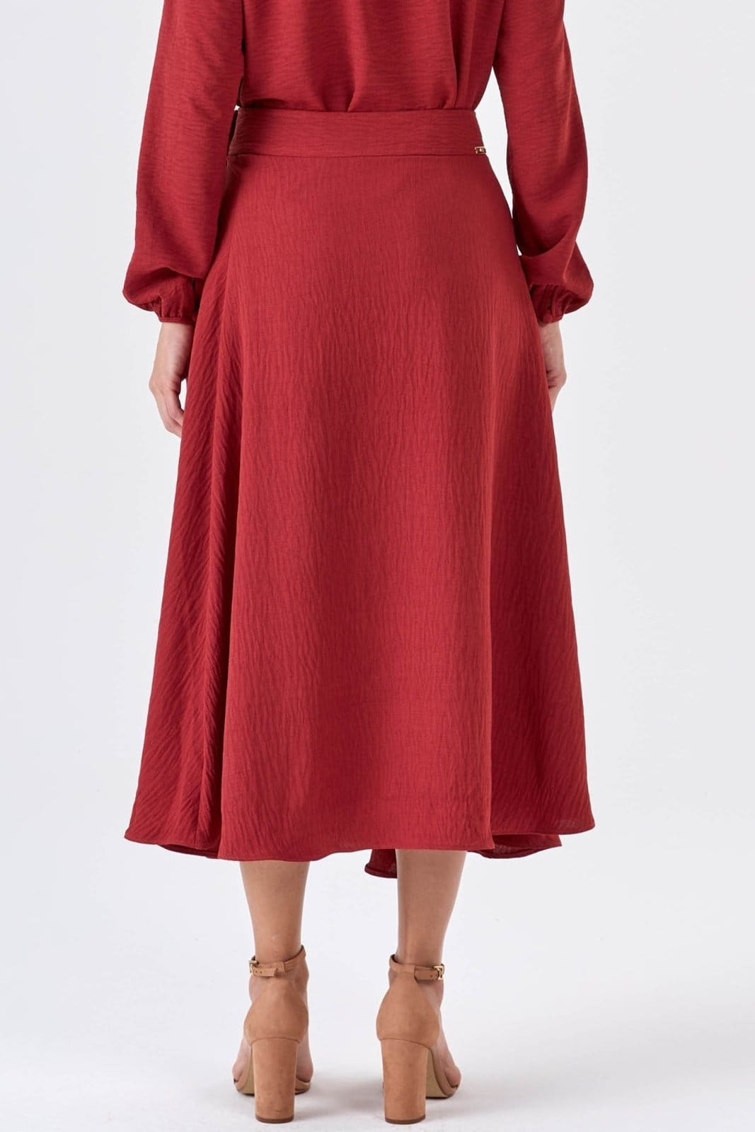 Vista principal Saia Midi PKS Pareô Terracota PKS marrom