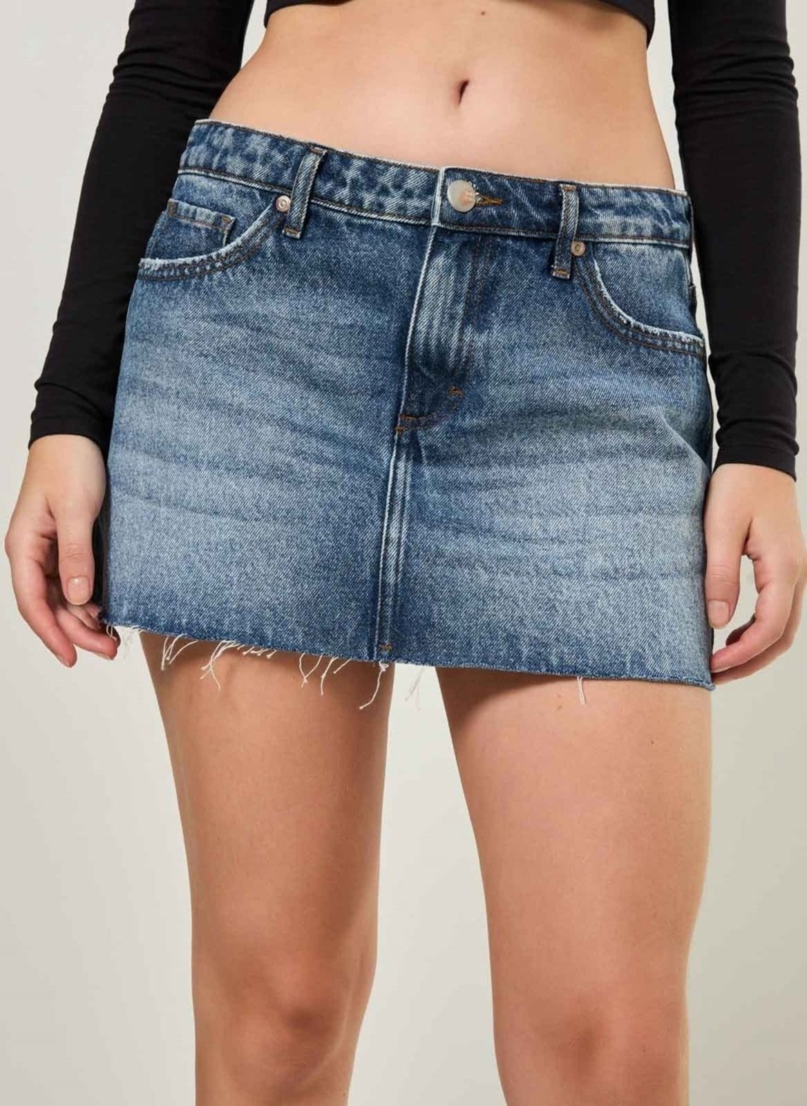 Vista 2 Minissaia Escura De Cintura Baixa Youcom jeans