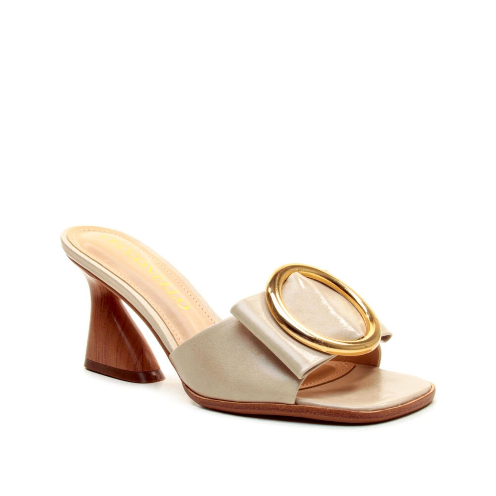 Tamanco Couro Off White Salto Médio Cecconello 2747008-2 - 2