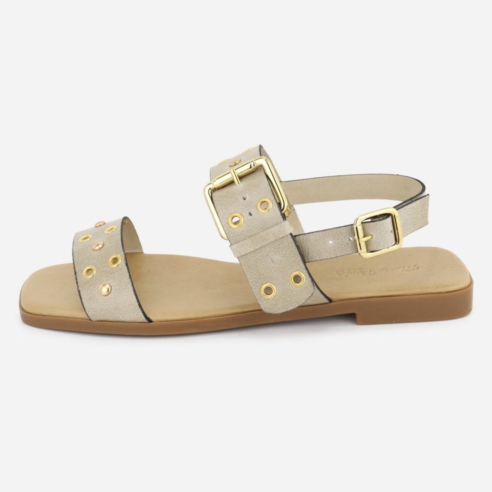 Vista principal Sandália Off Dia a Dia Maria Paula Couro Feminina Rasteira White MARIA PAULA off-white white