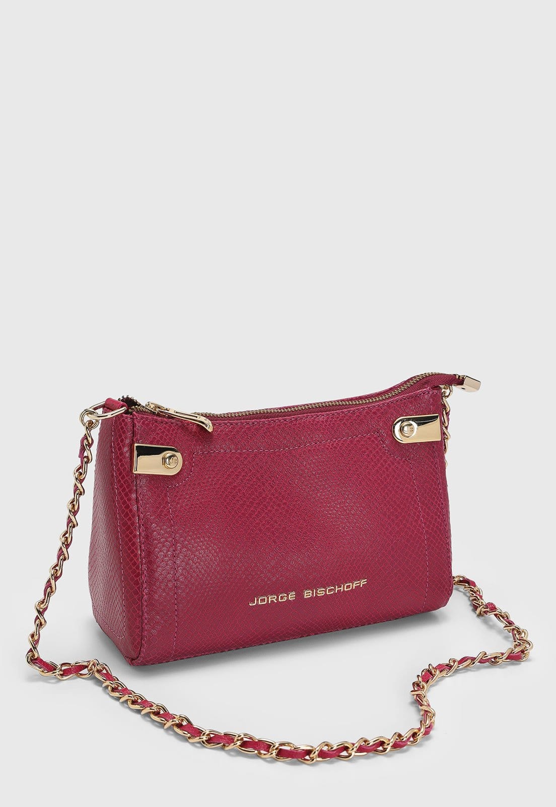 Vista 2 Bolsa Feminina Jorge Bischoff Média Texturizada Jorge Bischoff vinho