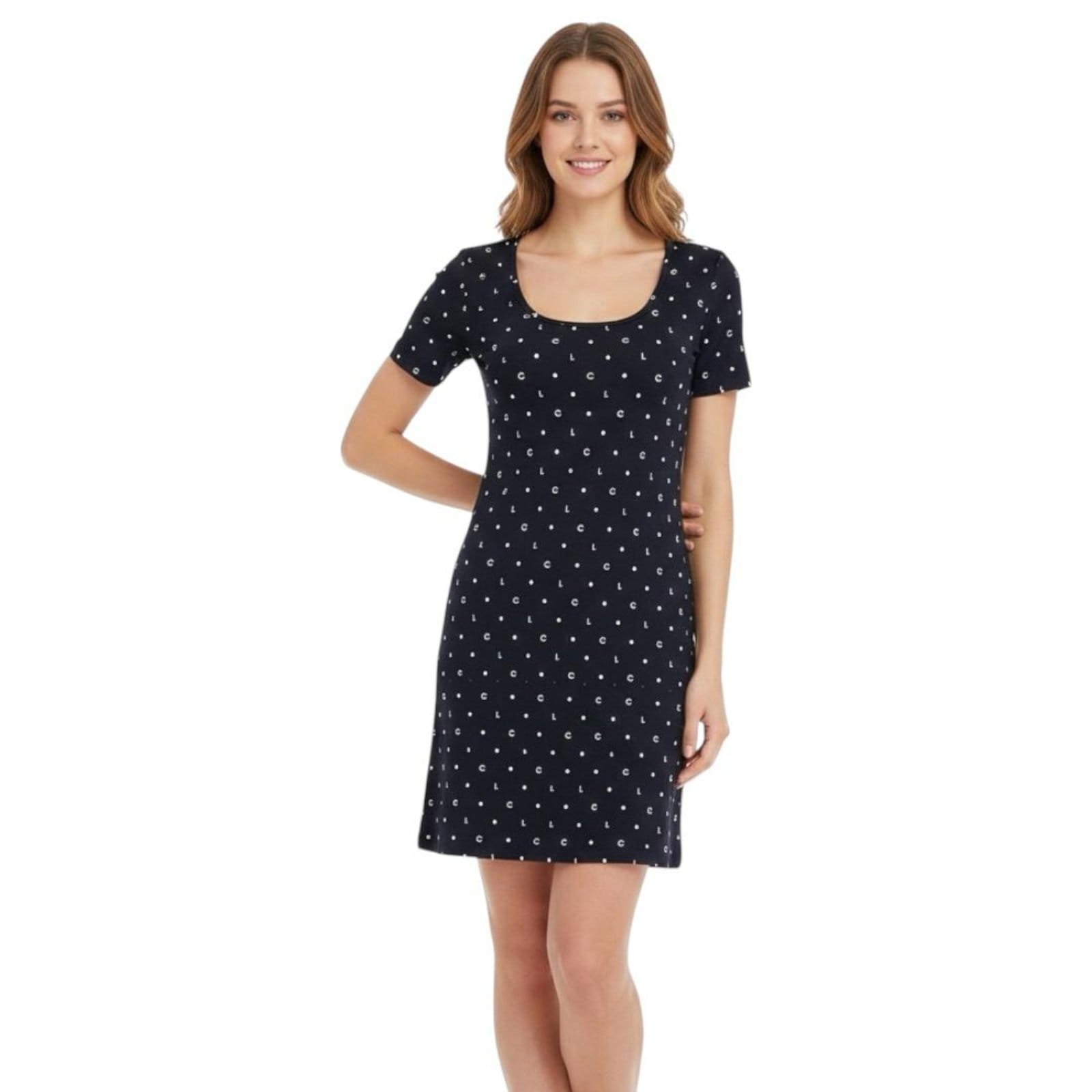 Vista principal Vestido Curto Estampado Evasê Colcci CLC Colcci CLC preto