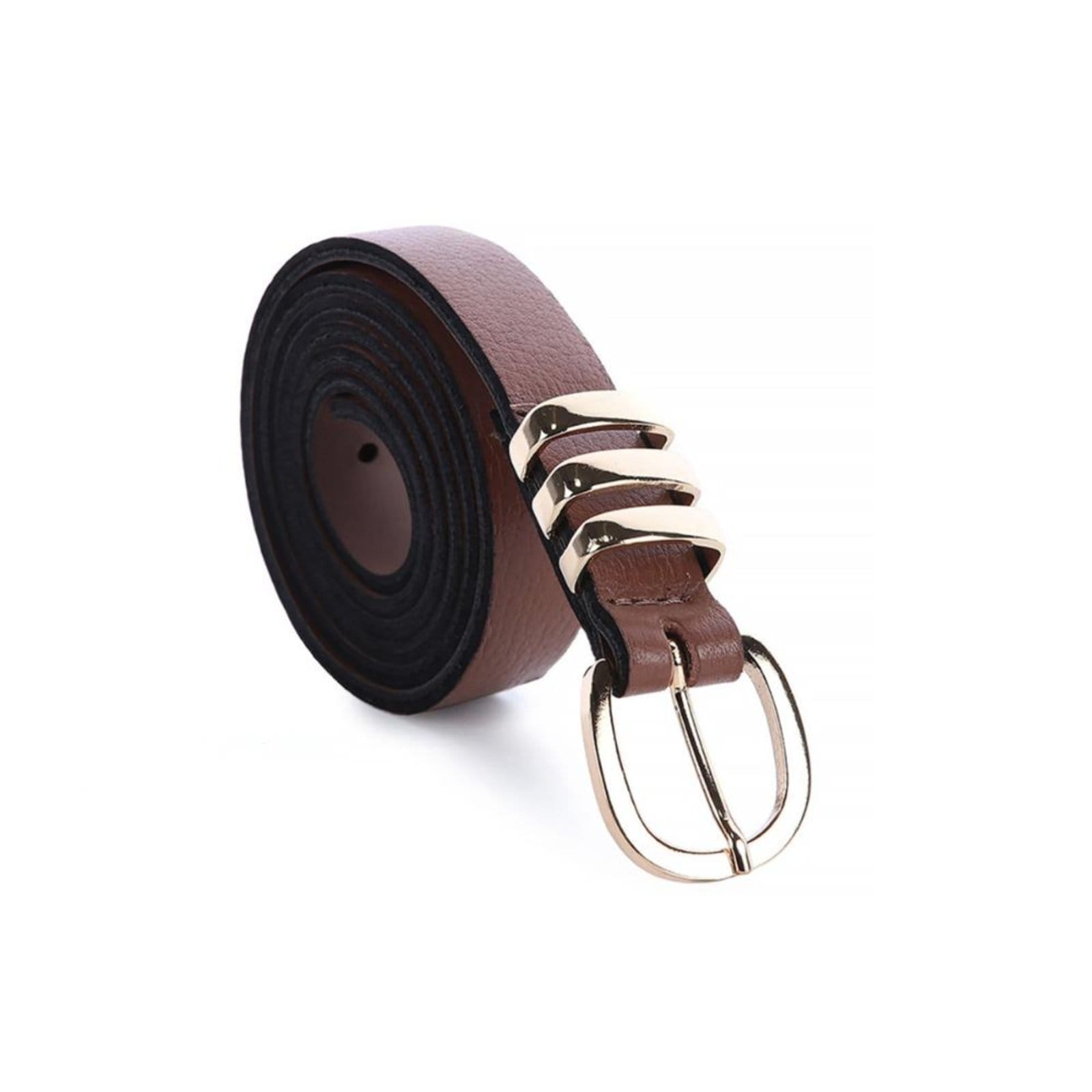 Vista 2 Izza - Cinto Femino Couro Legítimo Fivela Dourada Damannu Shoes caramelo