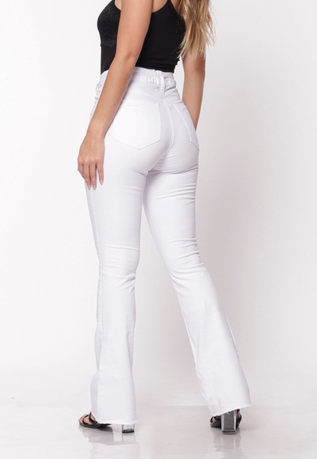 Vista 2 Calça Sarja Flare Elastano 7905 Macaw branco