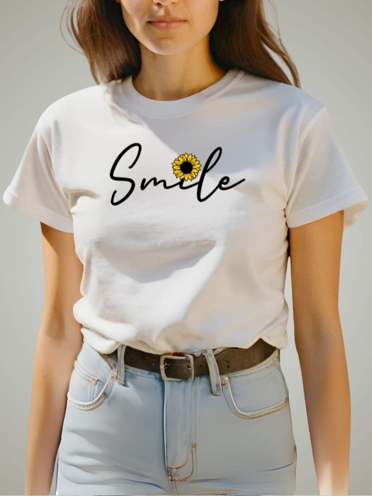 Camiseta Blusinha T-shirt Plus Size Feminina GuGi Smile Girassol Camisa Moda
