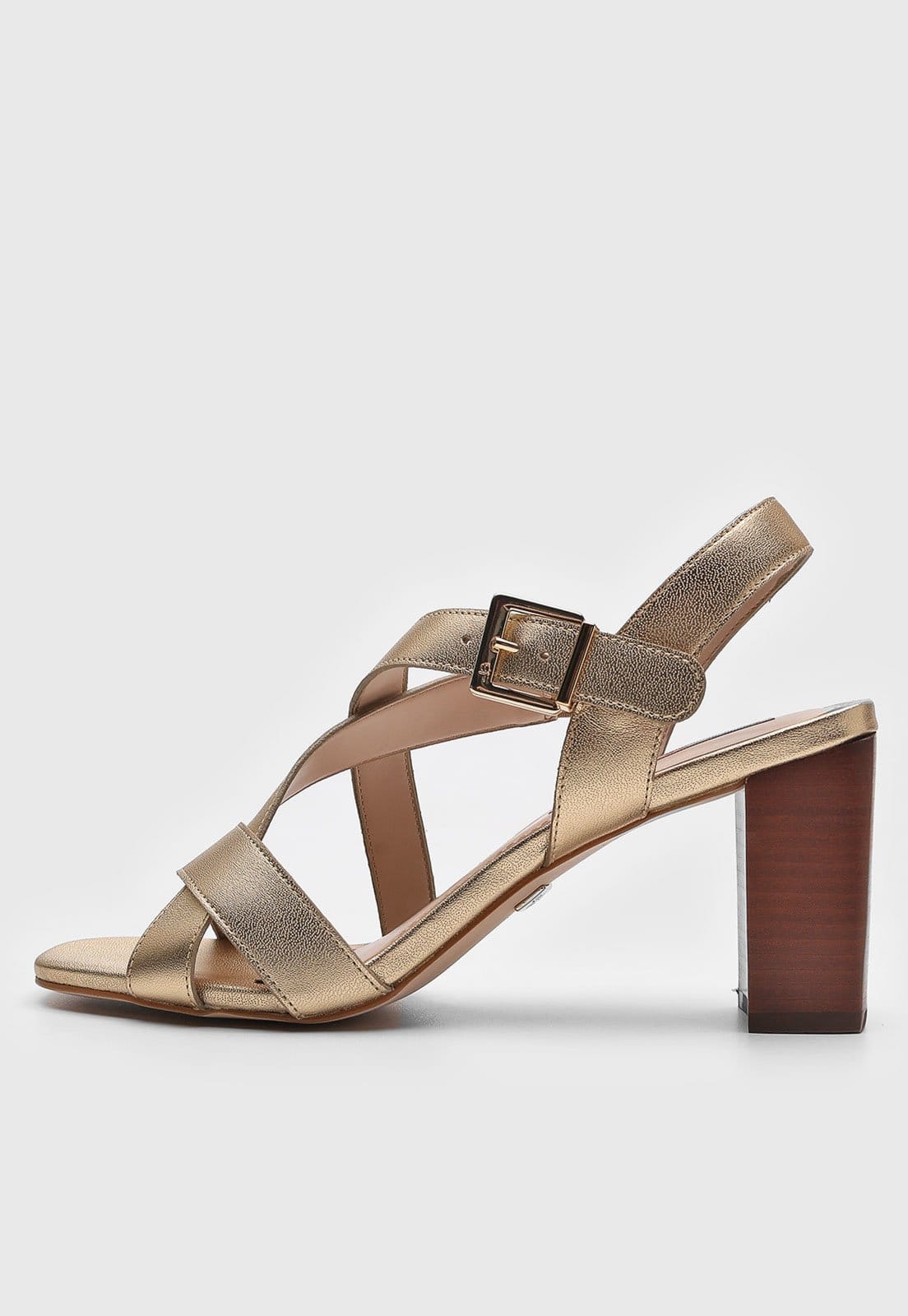 Sandália Jorge Bischoff de Couro Média Dourada