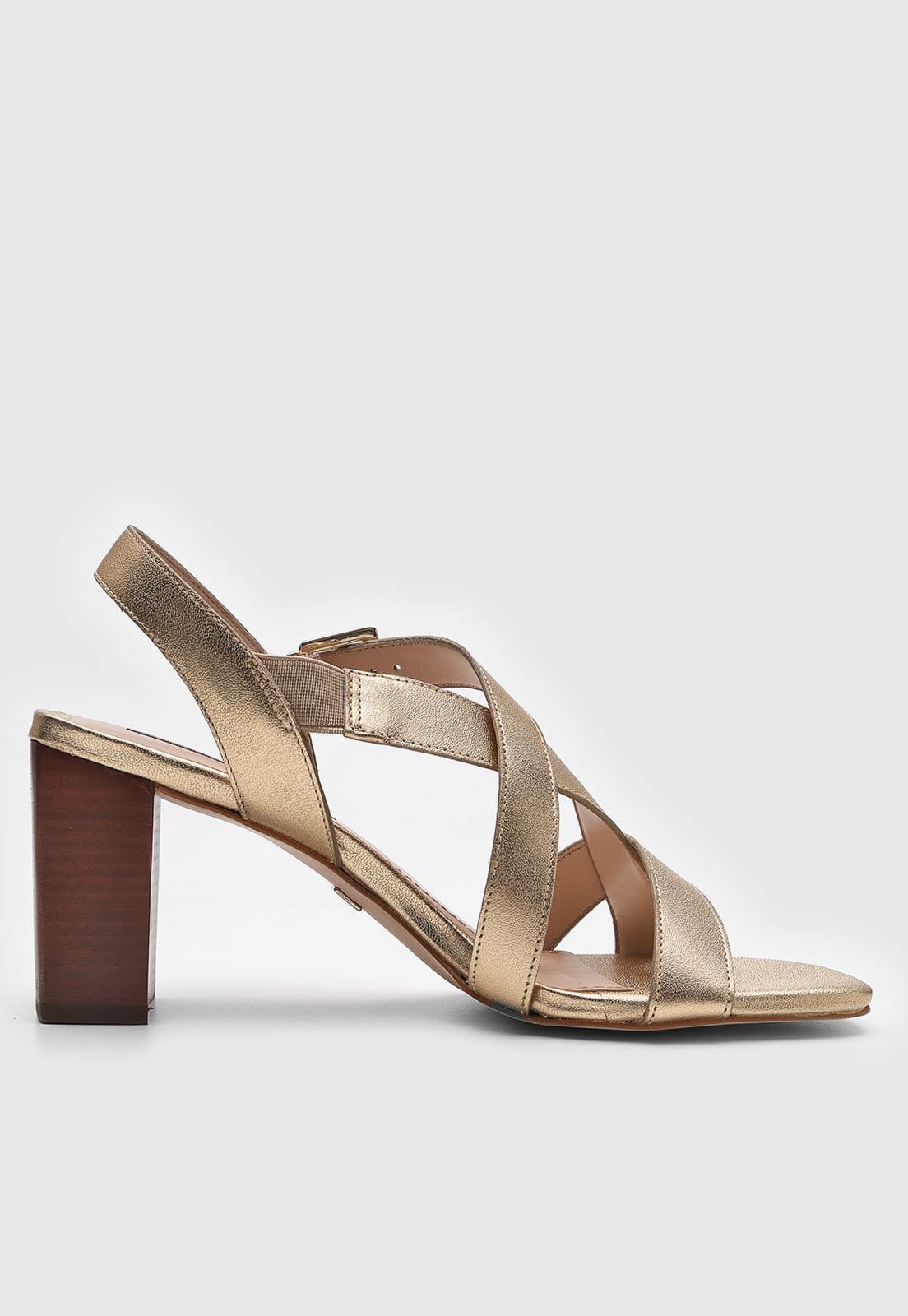 Vista 2 Sandália Jorge Bischoff de Couro Média Dourada Jorge Bischoff dourado