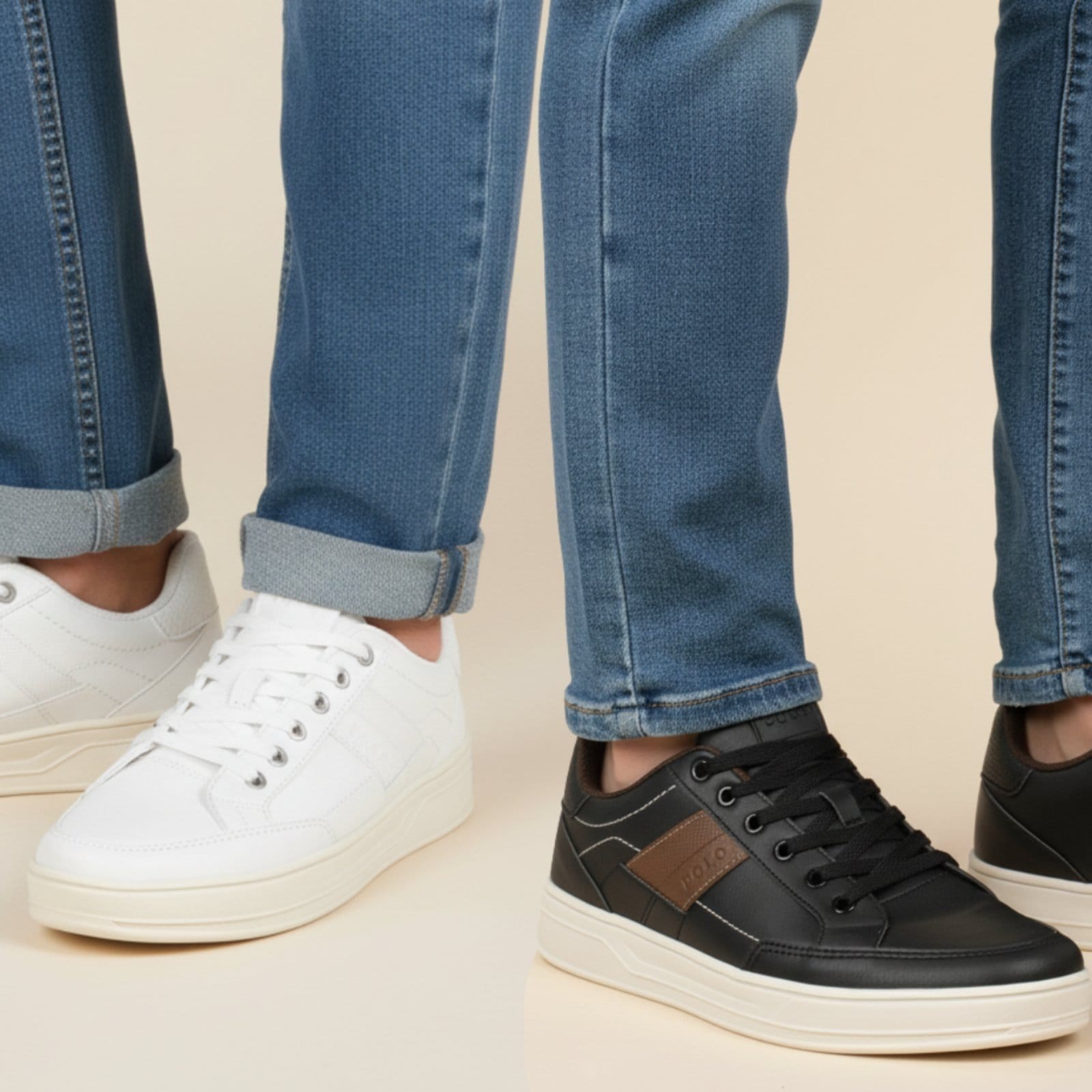 Vista 2 Sapatênis Masculino Casual Kit Tênis Polo Sneakers Liso Com Sapatofran branco/preto