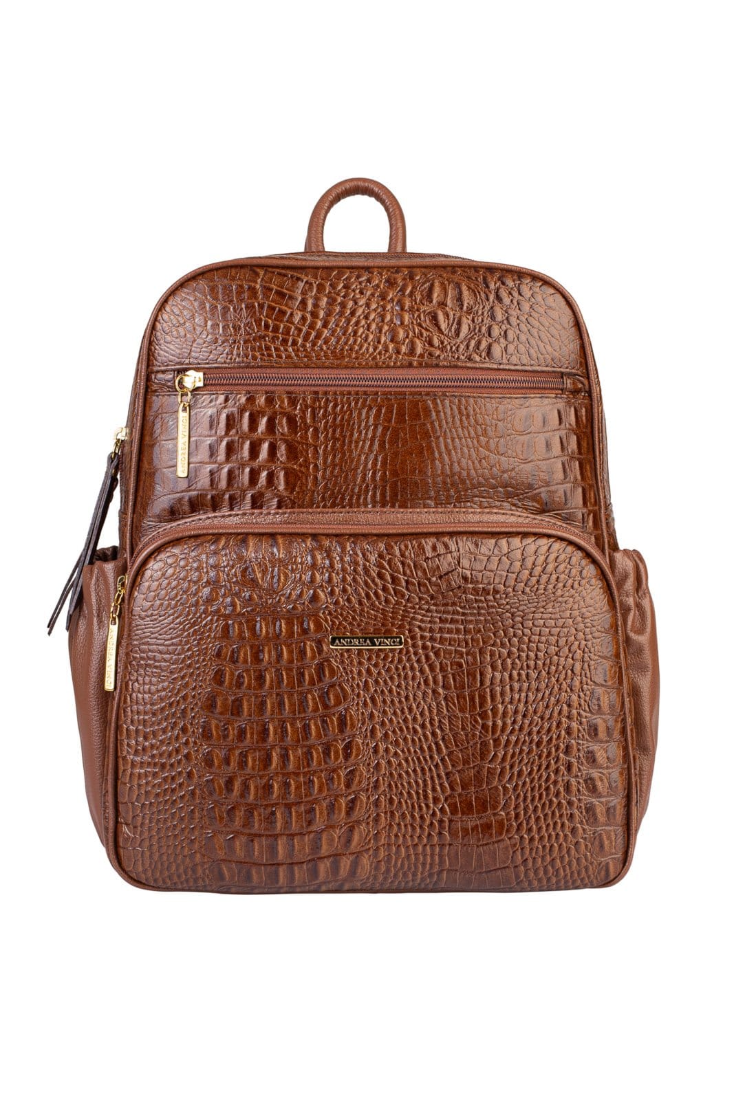 Mochila feminina de couro croco Zaya - Whisky
