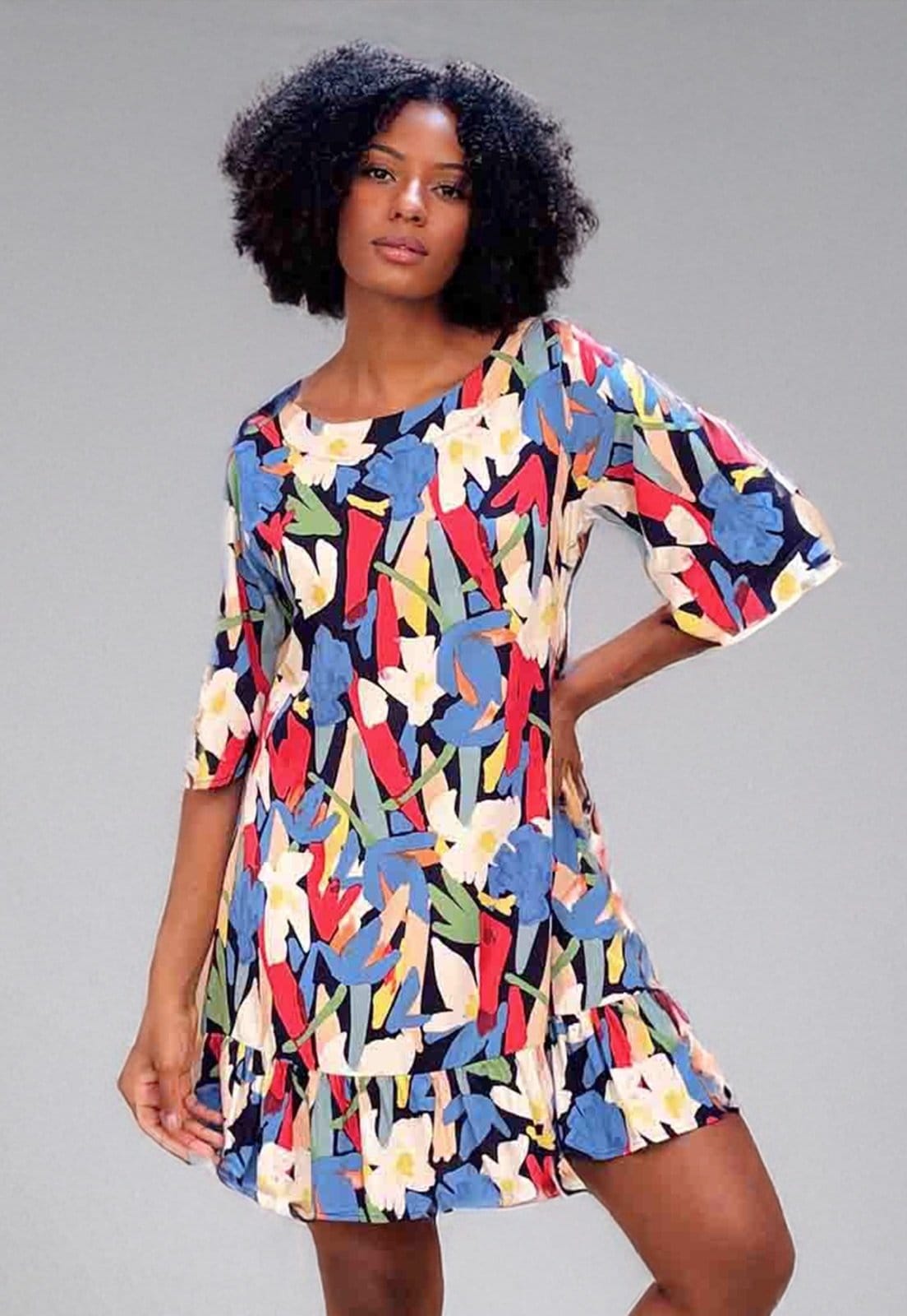 Vestido Amazonia Vital Curto Viscose Estampa Floresce