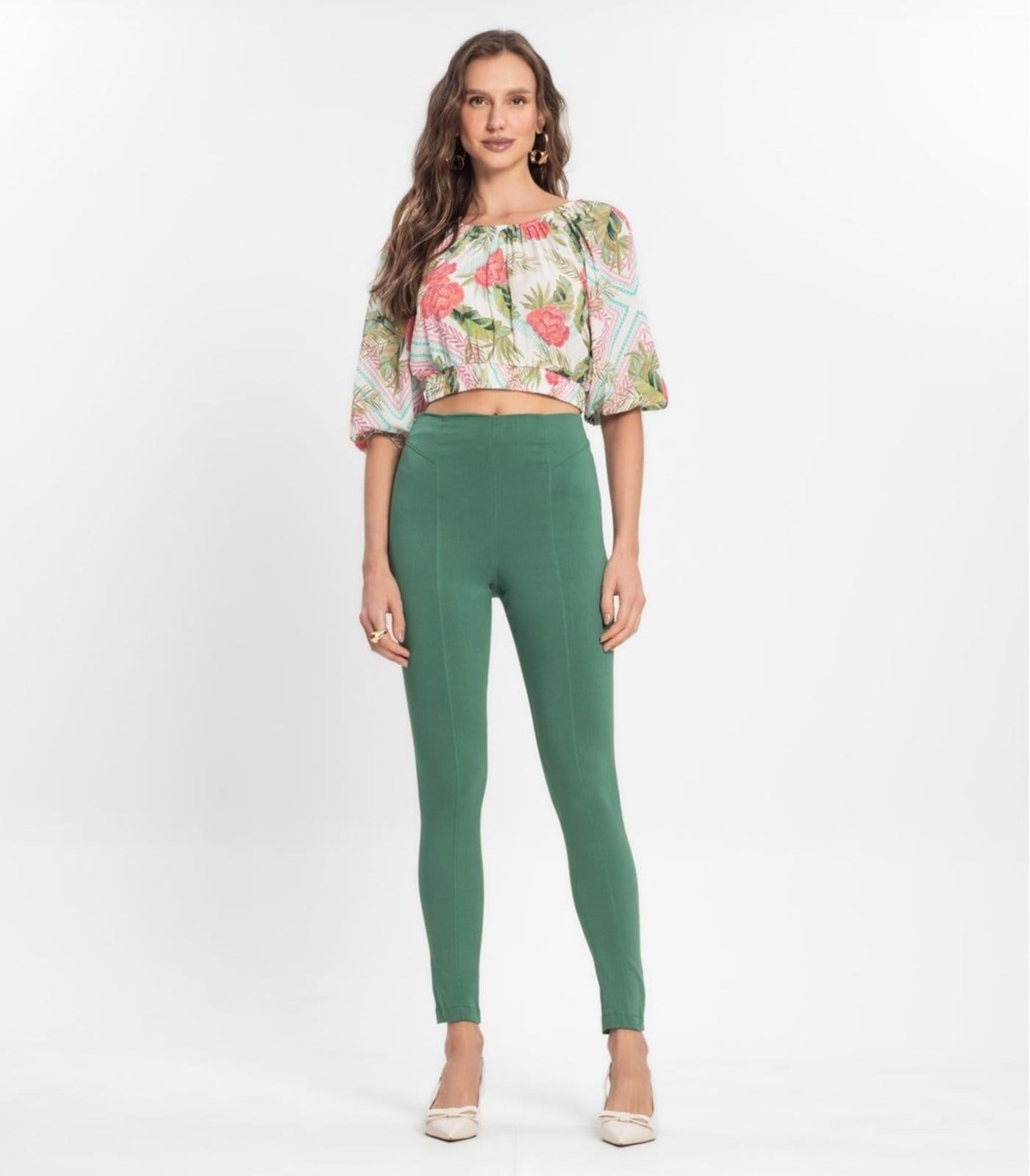 Vista principal Legging Feminina Em Bengaline Endless Endless verde