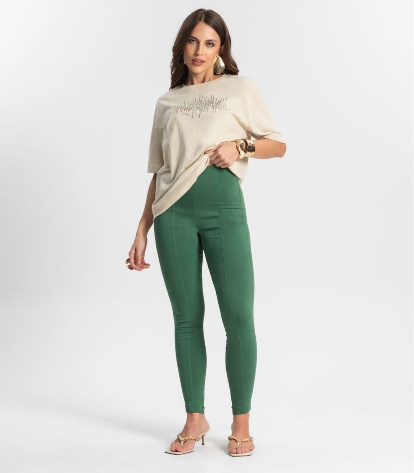Vista 2 Legging Feminina Em Bengaline Endless Endless verde