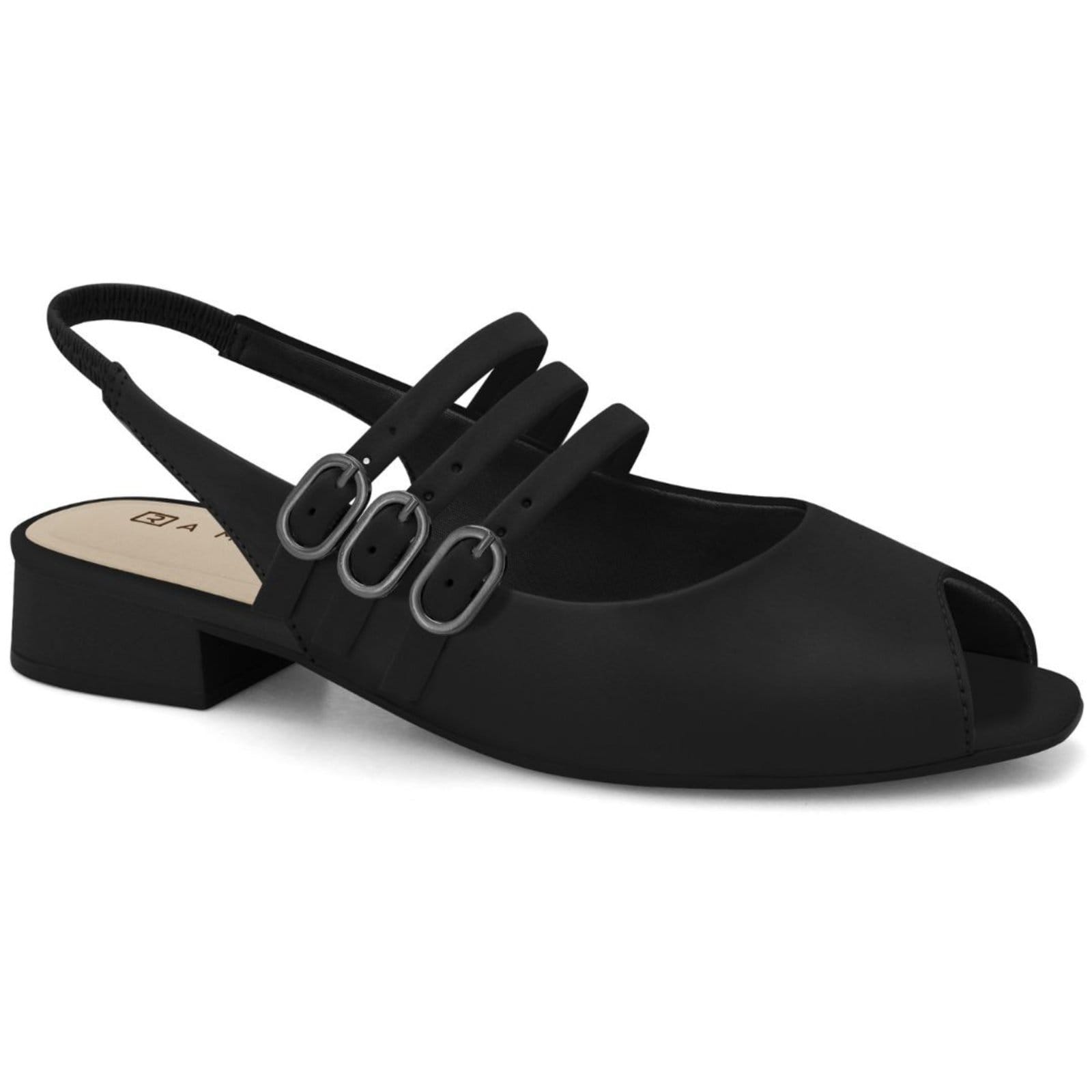 Slingback Feminino Salto Baixo Peep Toe Ramarim 2419232-6